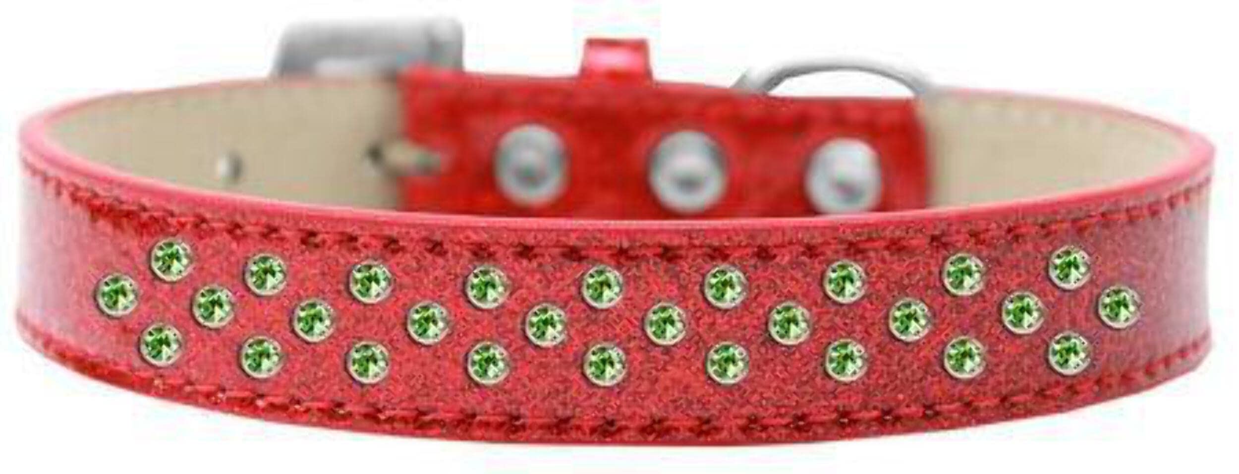 Mirage Pet Products Sprinkles Ice Cream Dog Collar with Lime Green Crystals, Size 16, Silver