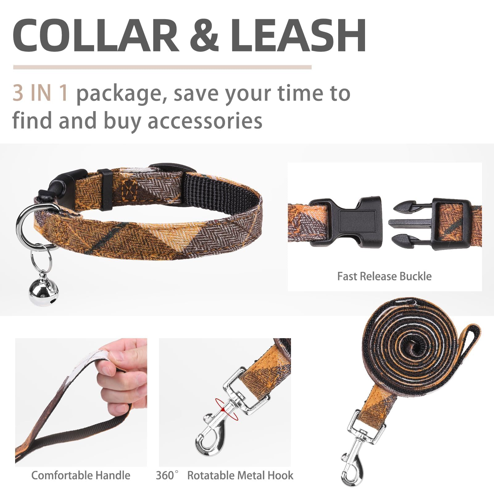 Pupteck Adjustable Dog Harness Collar And Leash Set Step In No Pull Pet Harness For Small Medium Dogs Puppy And Cats Outdoor Walking Running, Soft Mesh Padded Reflective Vest Harnesses, Orange Xxs