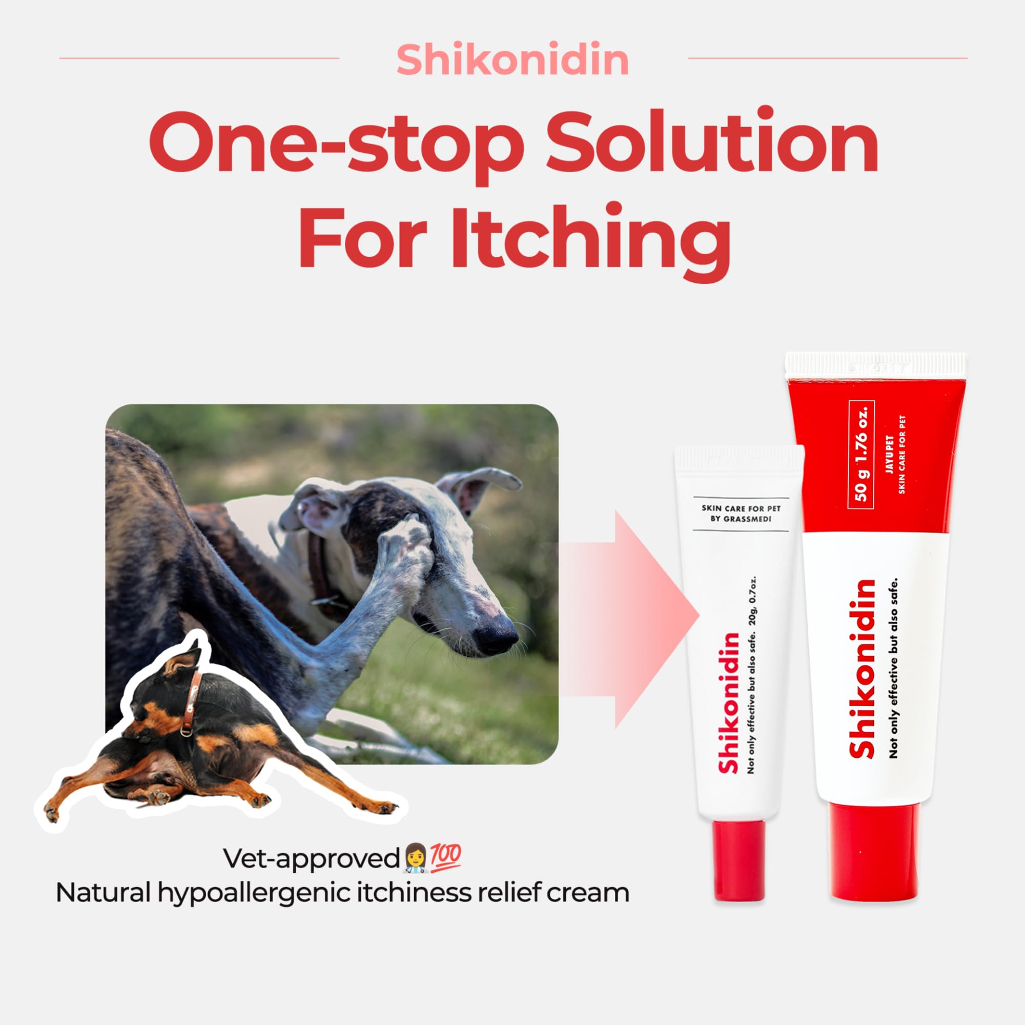 JAYU PET Shikonidin - Hotspots Itchy Irritated Skin Relief for Dog & Cat, Pet Soothing Cream Lotion for Moisturizing Dry Pad and