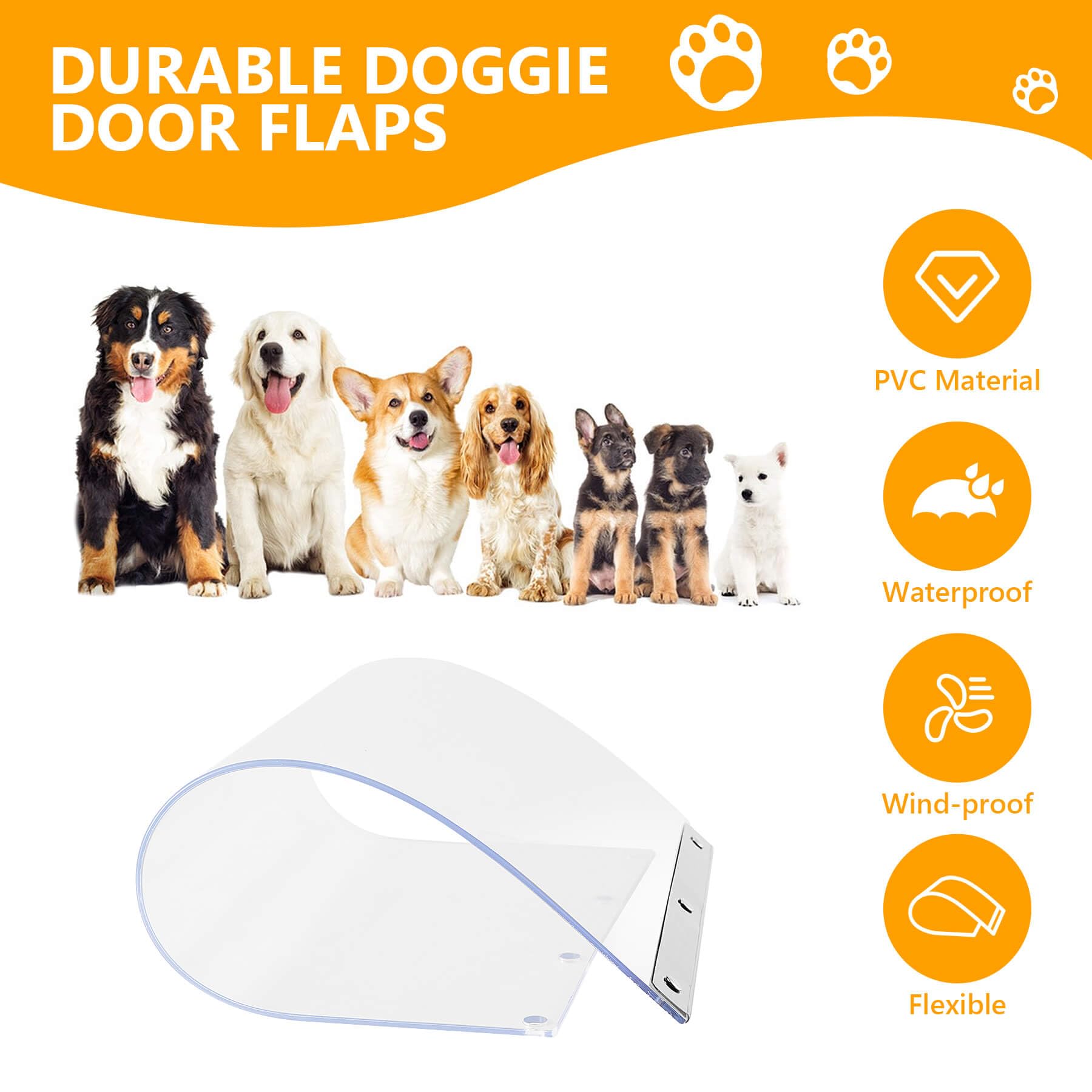 2 Pack Dog Door Replacement Flaps Compatible With Extra Large Dog Door, 17.95'' X 9.92'' Flexible Doggy Door Replacement Flap Wi