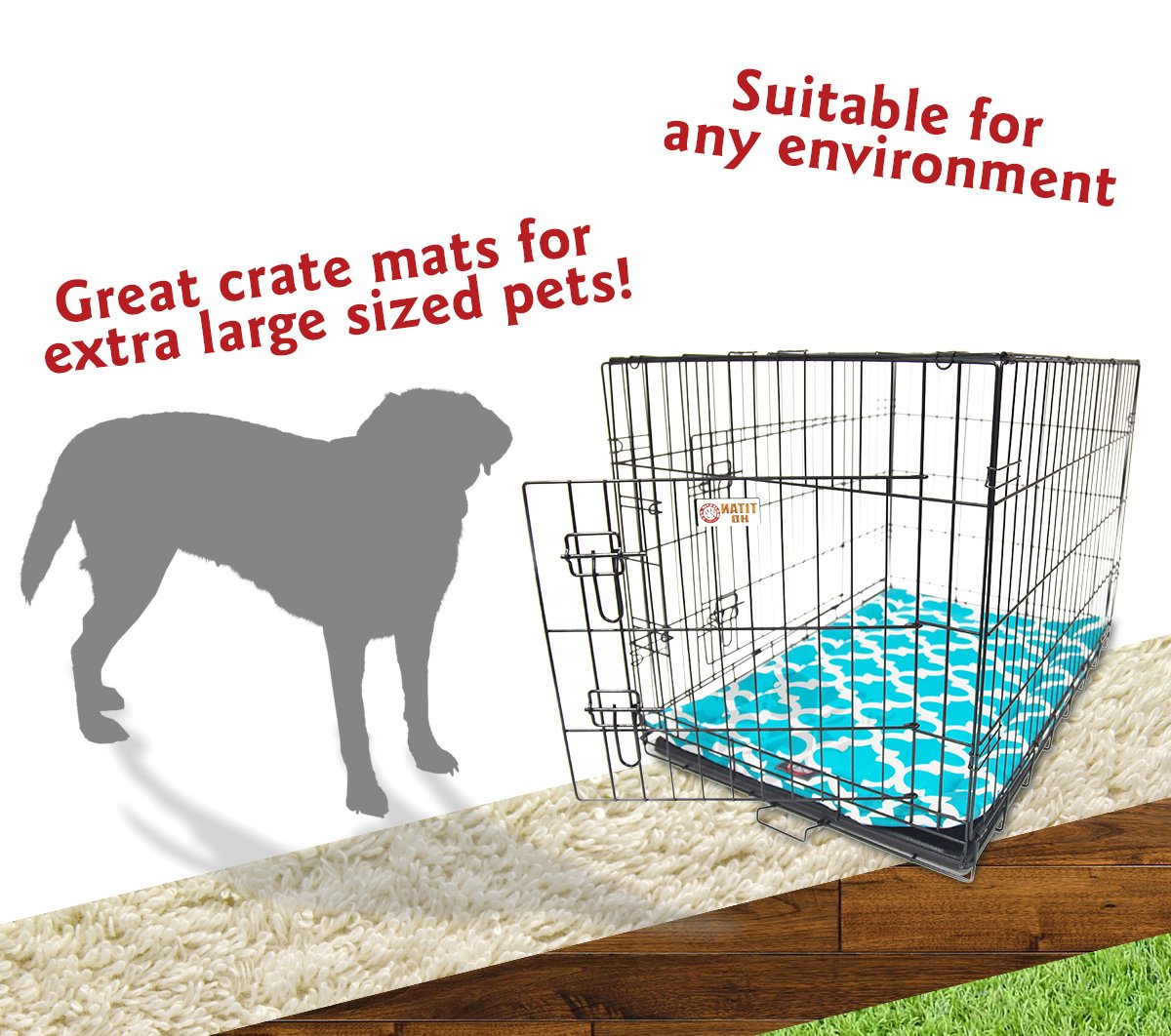 48' Trellis Teal Blue Crate Dog Bed Mat By Majestic Pet Products