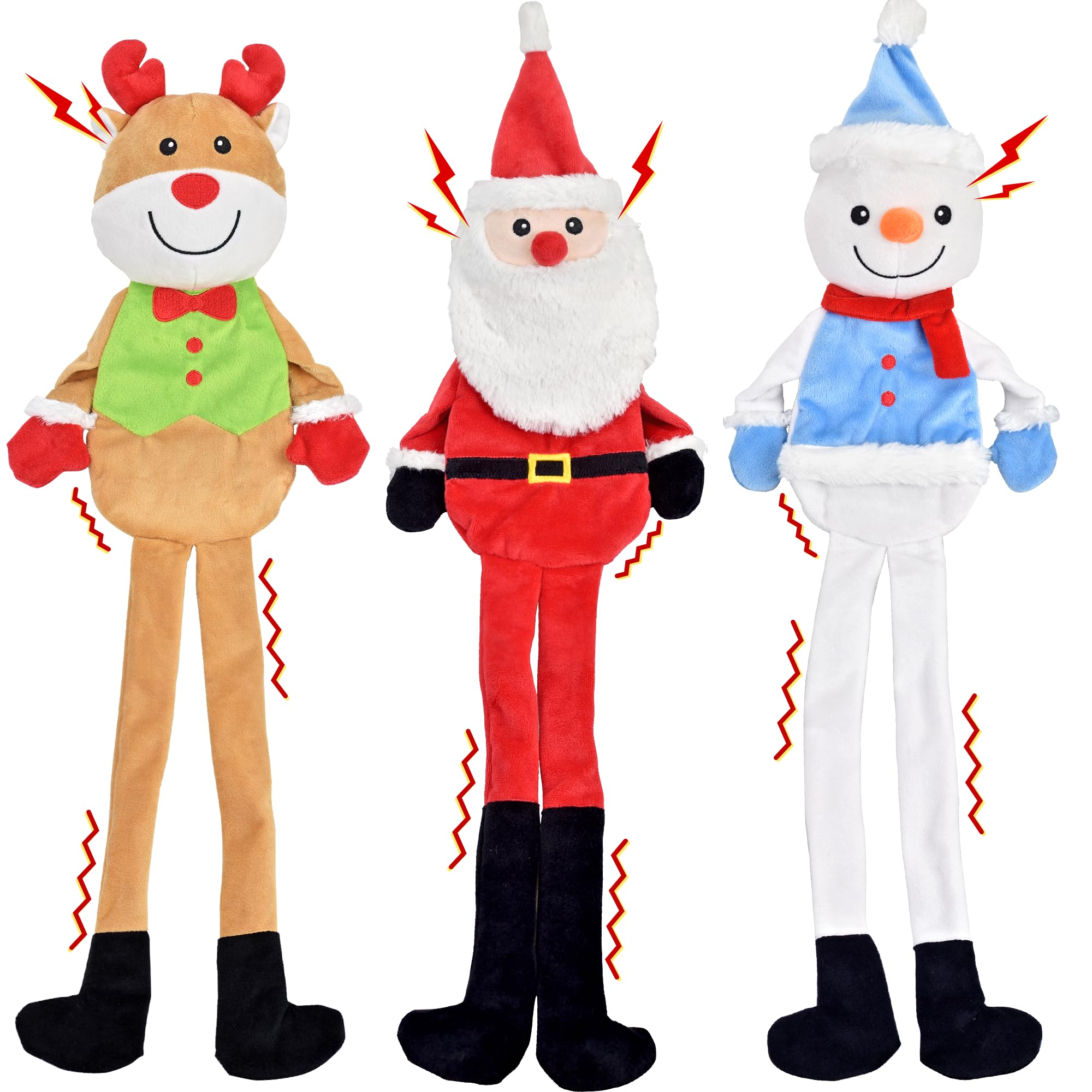 Lechong 3-Pack Christmas Dog Toys, Tough Squeaky Plush Chew Bundle, Interactive Xmas Toys For Puppy Small Medium Large Dogs