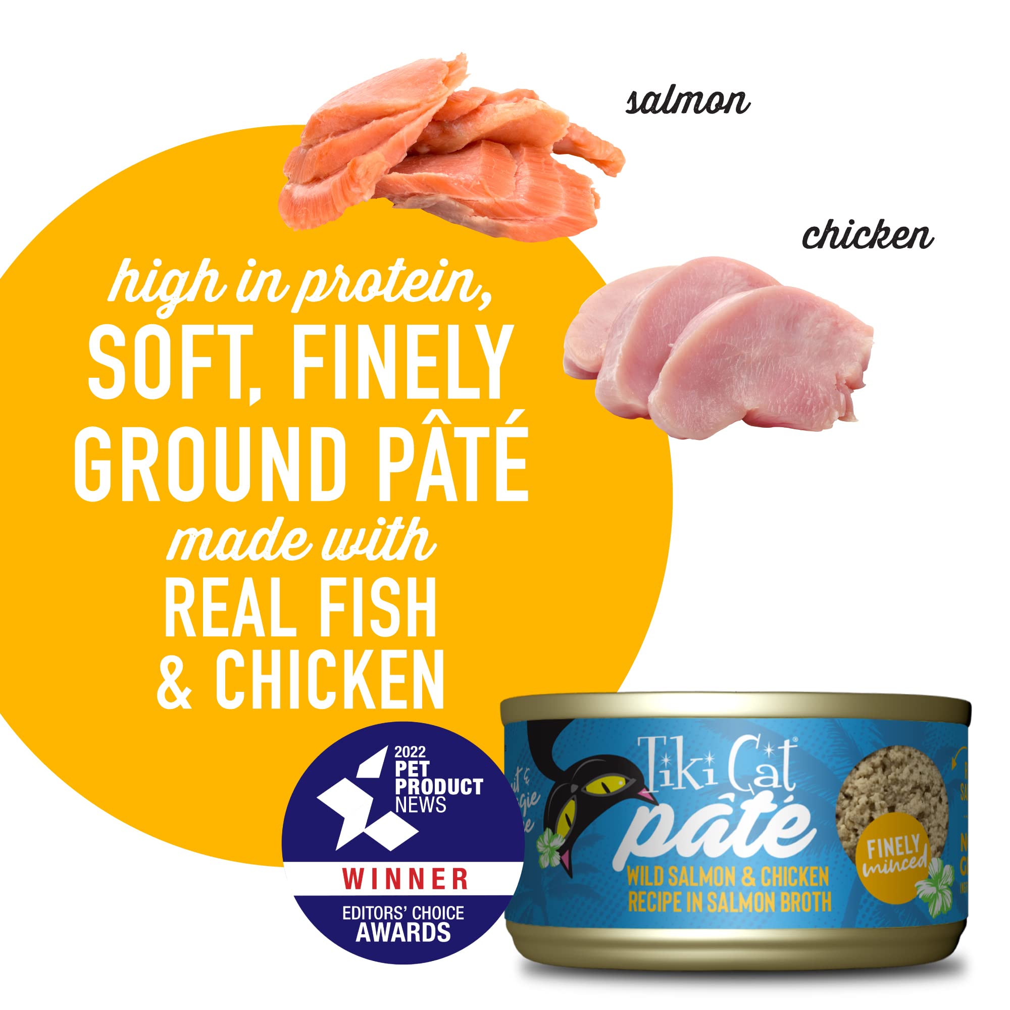 Tiki Cat Luau Pt  , Wild Salmon & Chicken Recipe in Salmon Broth, Grain-Free Balanced Nutrition Wet Canned Cat Food, for All Lif