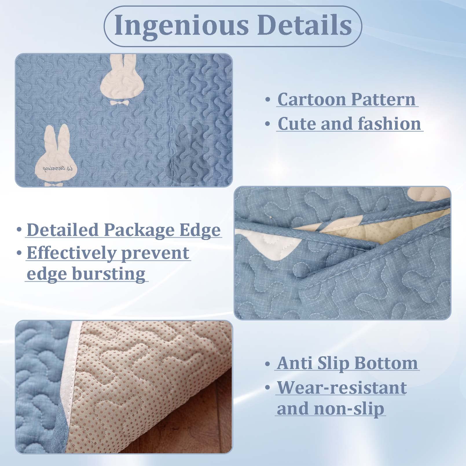 Kathson Rabbit Cage Liners Washable Super Absorbent Sleep Pad Bed For Guinea Pig Small Animals Reusable Fleece Bedding Anti-Slip