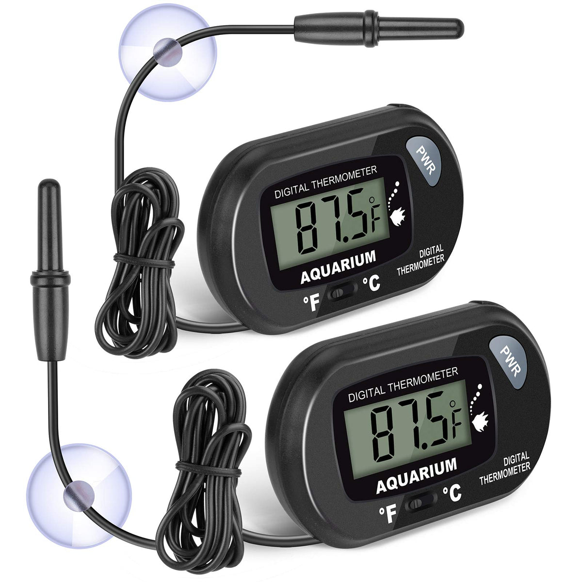 2-Pack Aquarium Thermometer, Fish Tank Thermometer, Aiktryee Water Thermometer With 3.3Ft Cord Fahrenheit/Celsius(℉/℃) For Vehicle Reptile Terrarium Fish Tank Refrigerator.