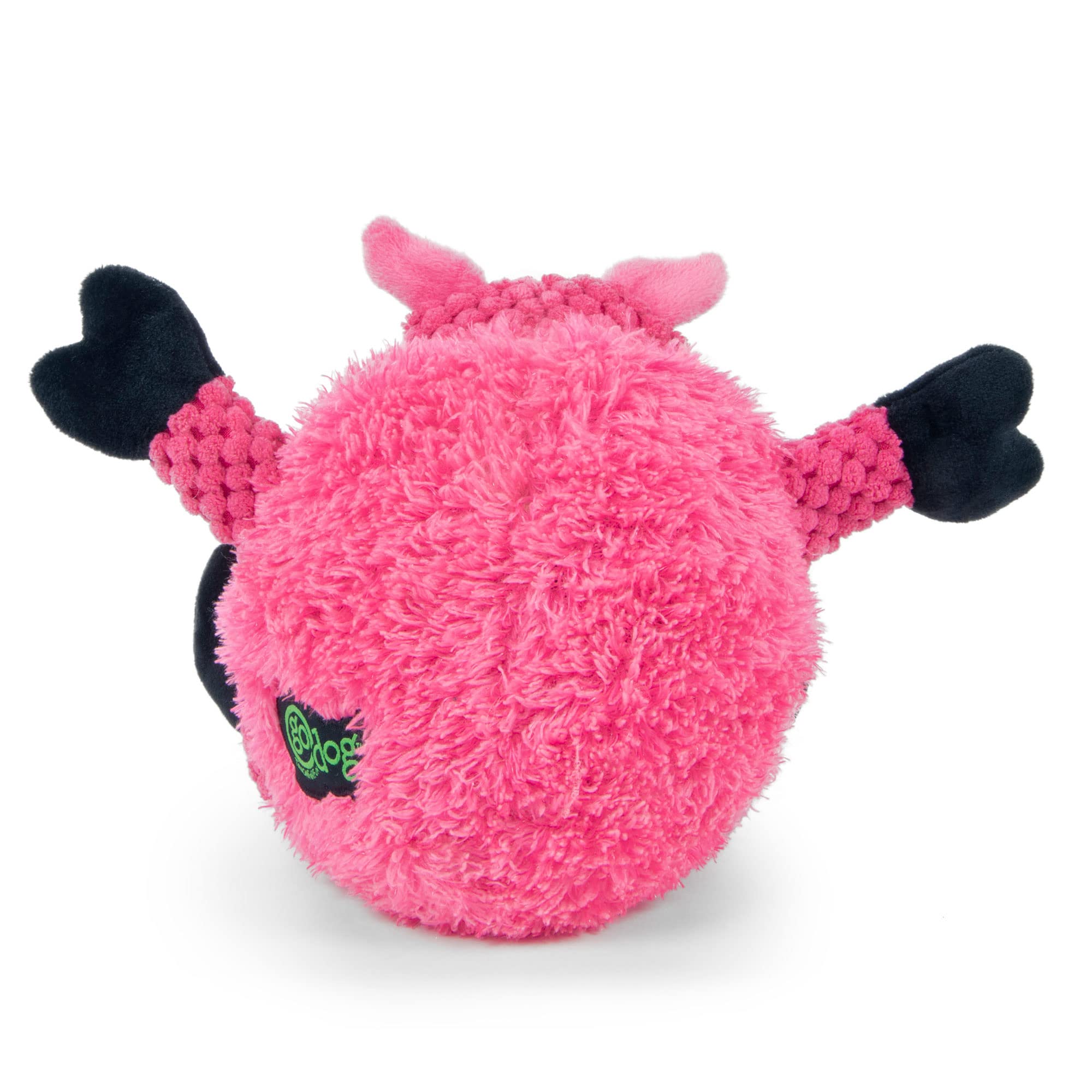 Godog Checkers Just For Me Sitting Pig Squeaky Plush Dog Toy, Chew Guard Technology - Pink, Mini