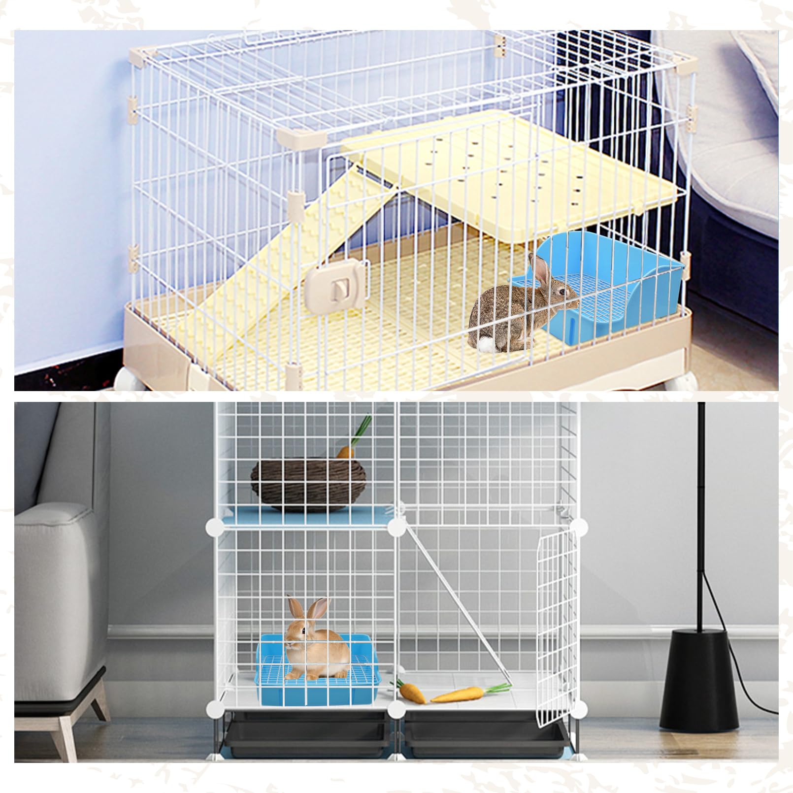 Muyg 12Pcs Rabbit Litter Box For Cage, Bunny Potty Trainer Corner Guinea Pig Plastic Square Grate Toilet, Pet Bedding Litter Box