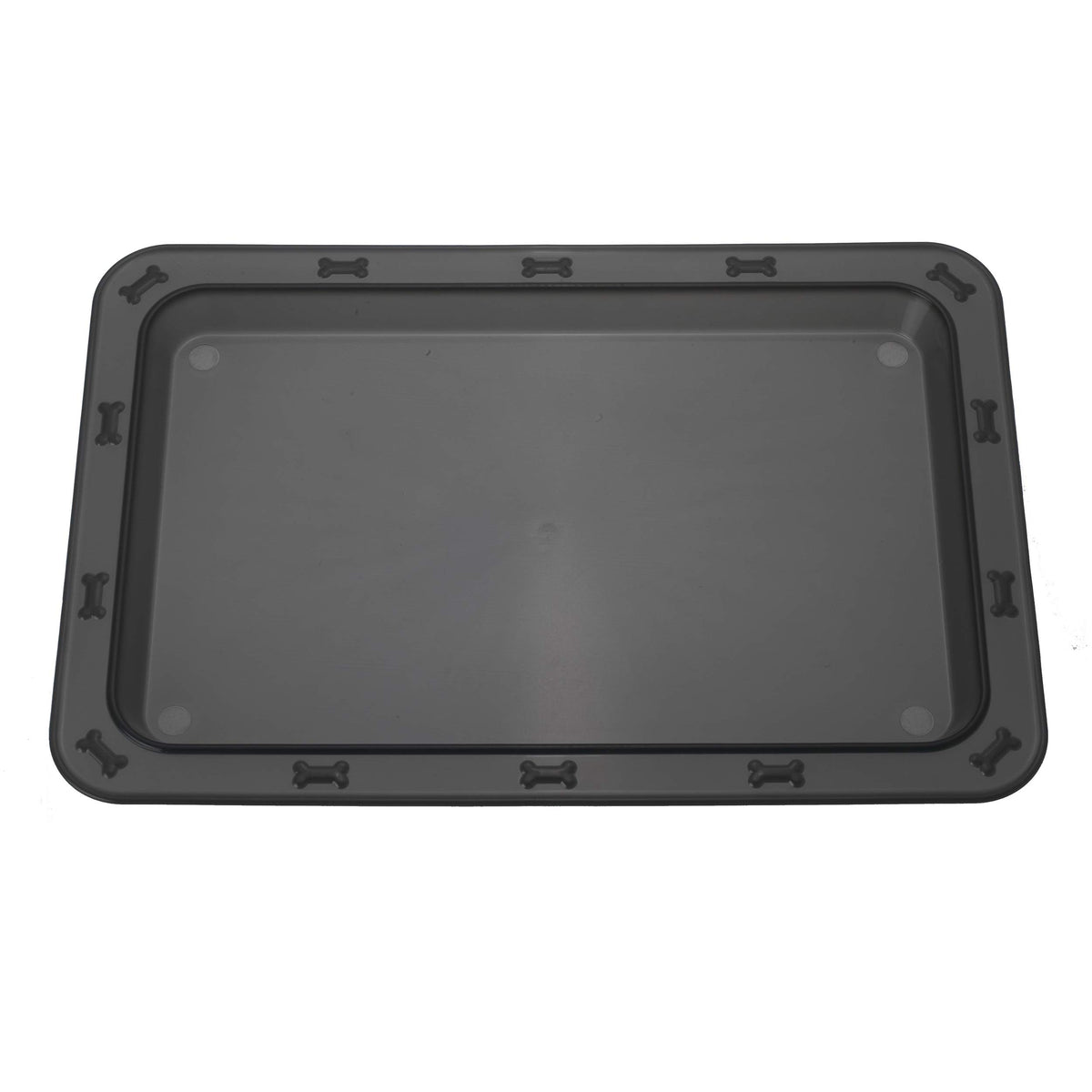 Petrageous 70669 Bone N Up Non-Slip Clear Plastic Dog Feeding Tray 19.125-Inch By 13.125-Inch For Dogs And Cats, Black