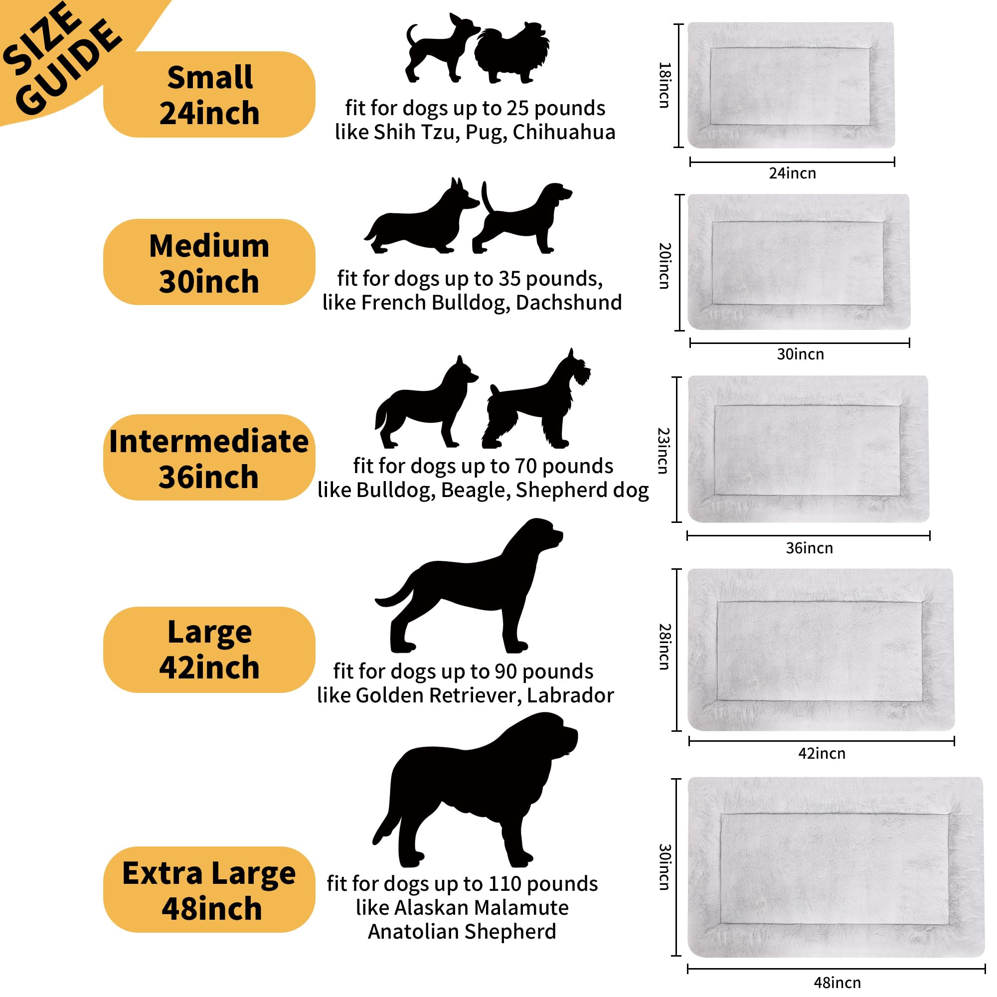 ZENGAOOU Washable Dog Crate Pad, Ultra Soft Dog Bed for Large Dogs, Anti-Slip Kennel Pad for Dogs Cozy Sleeping Mattress, Travel