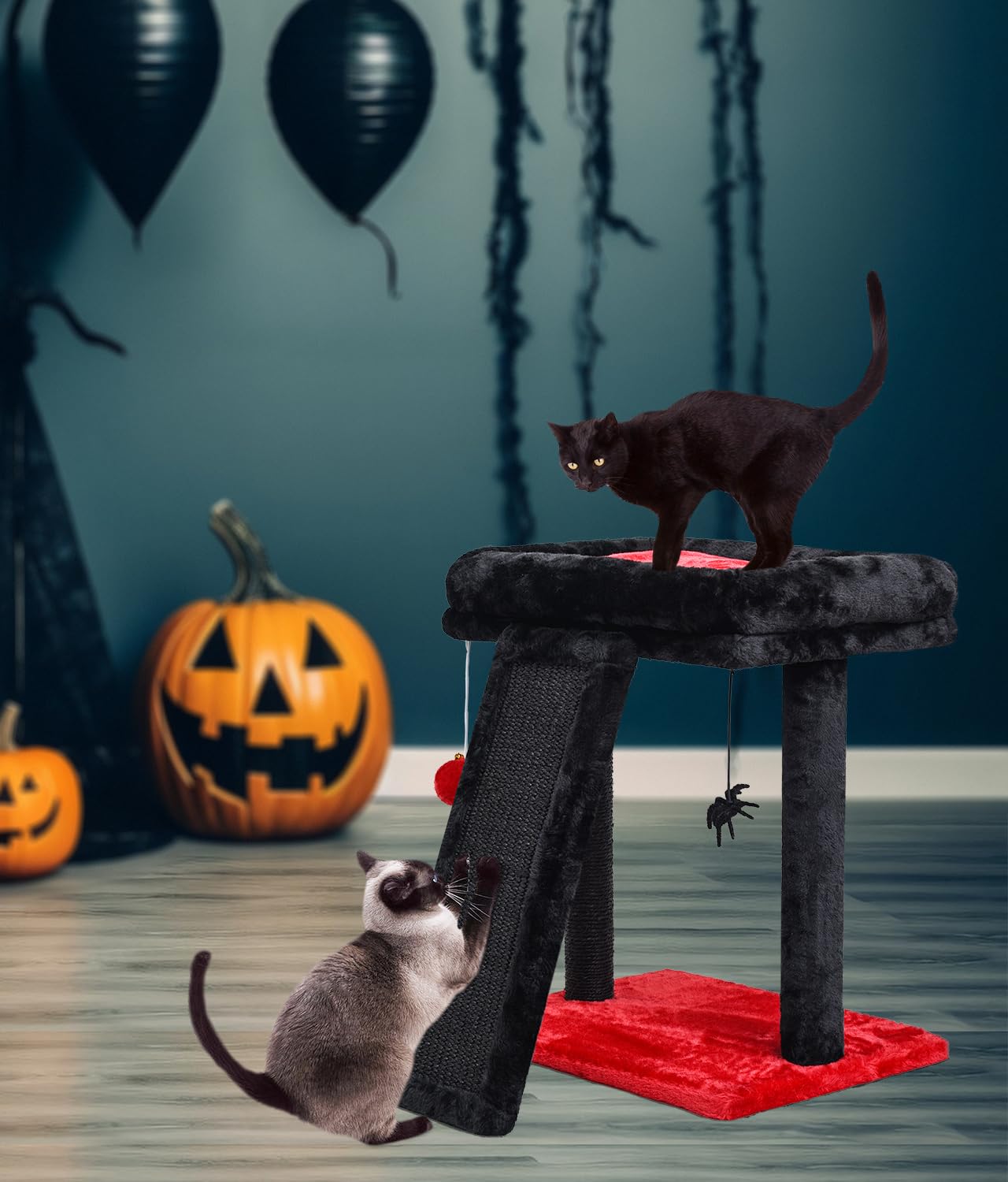 Syandlvy Small Gothic Cat Tree For Indoor Cats, Scratching Board With Perch, Cat Scratching Post For Adults, Cat Post Scratcher,