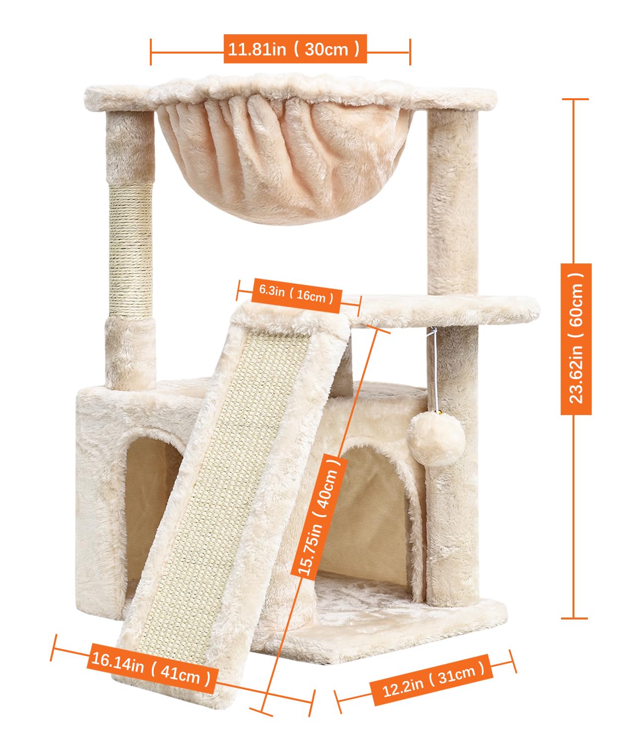 Syandlvy Cat Tree For Indoor Cats Large Adults, Modern Activity Tower With Scratching Posts & Board, Condo With Plush Perch, Cli