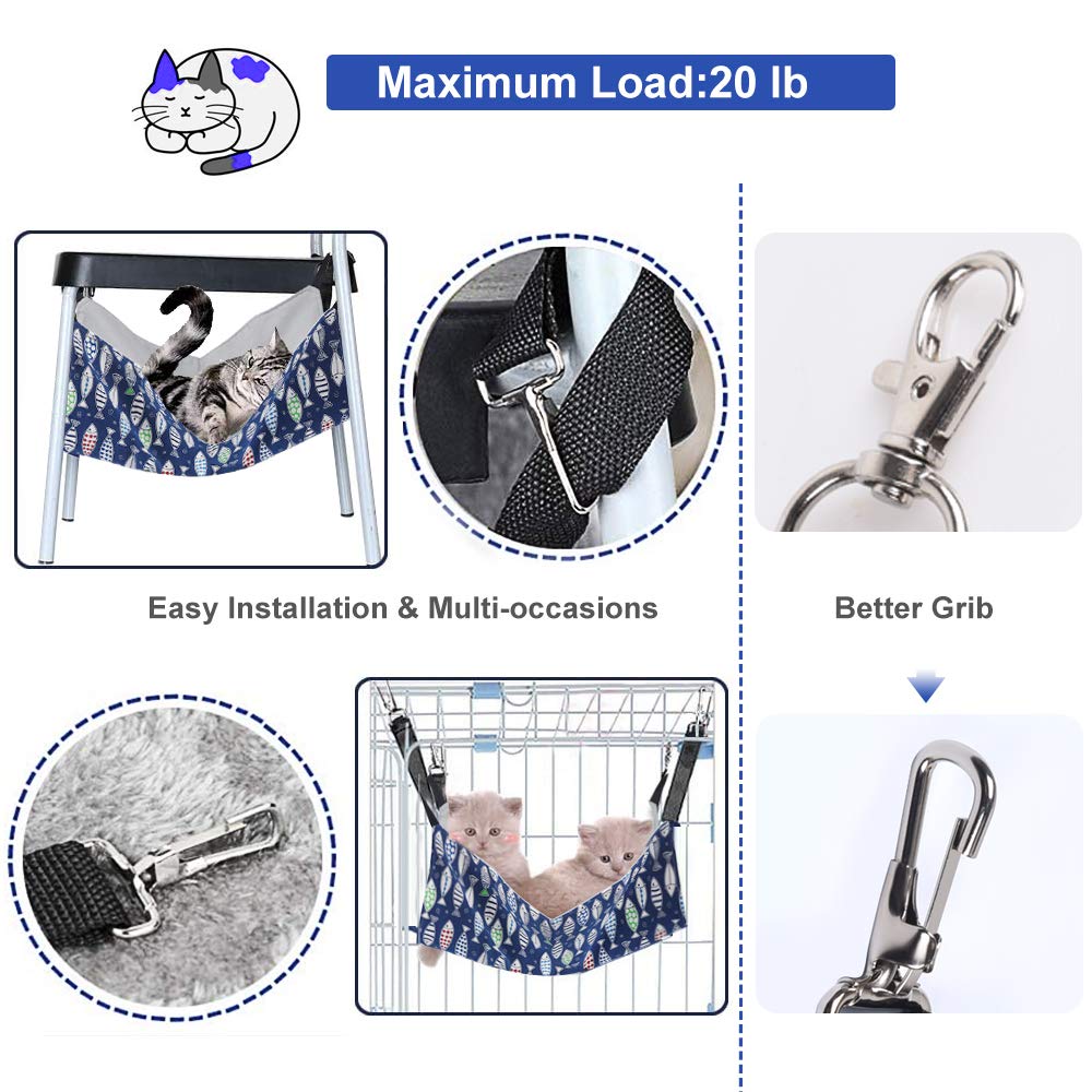 Persuper Cat Hammock Bed For Cage - 22X18 Inch Adjustable Hanging Cat Bed Reversible Cat Hammocks For Indoor Cats, Soft Cat Perch, Sleeping And Resting Sleepy Pad For Kitten Ferret Puppy Or Small Pet