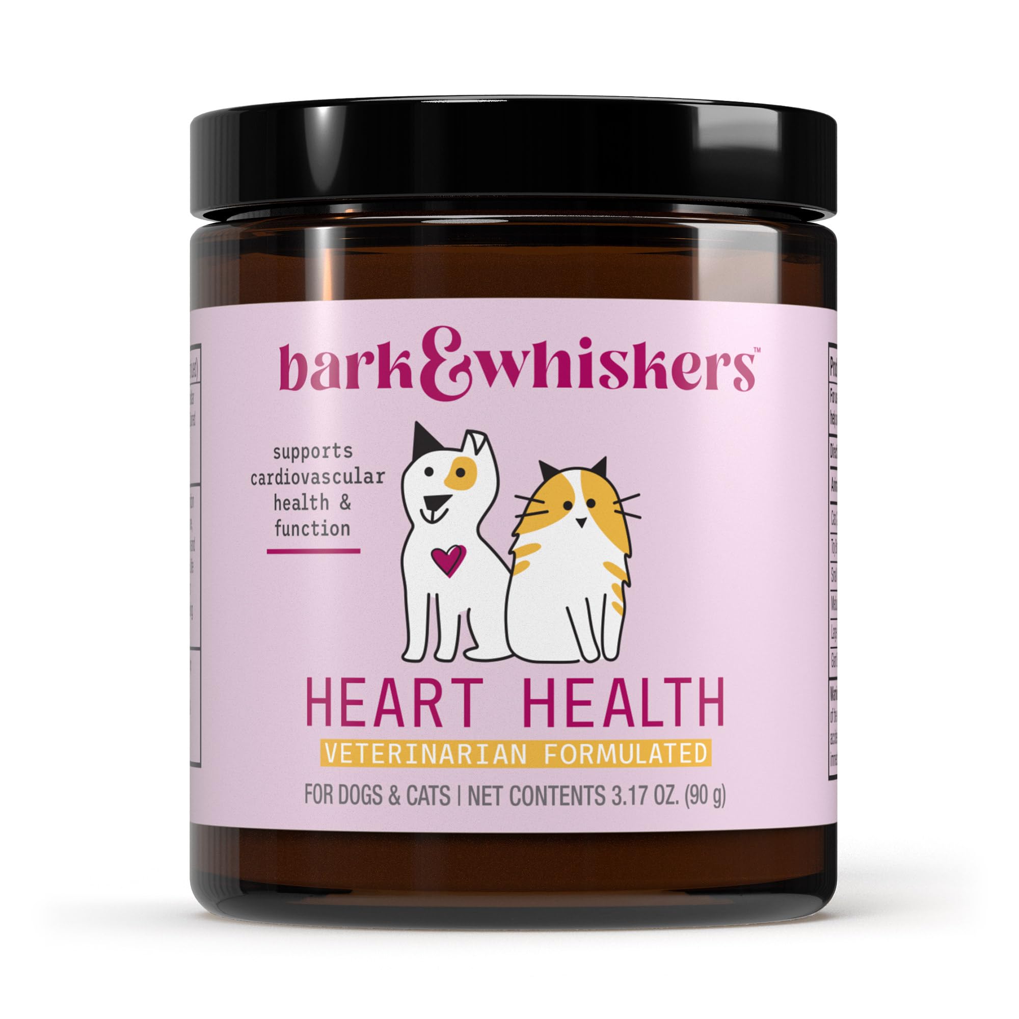 Bark & Whiskers Heart Health - Cardiovascular Support - Taurine - L-Carnitine - Organic Cheddar Base - for Dogs & Cats - 3.17 oz