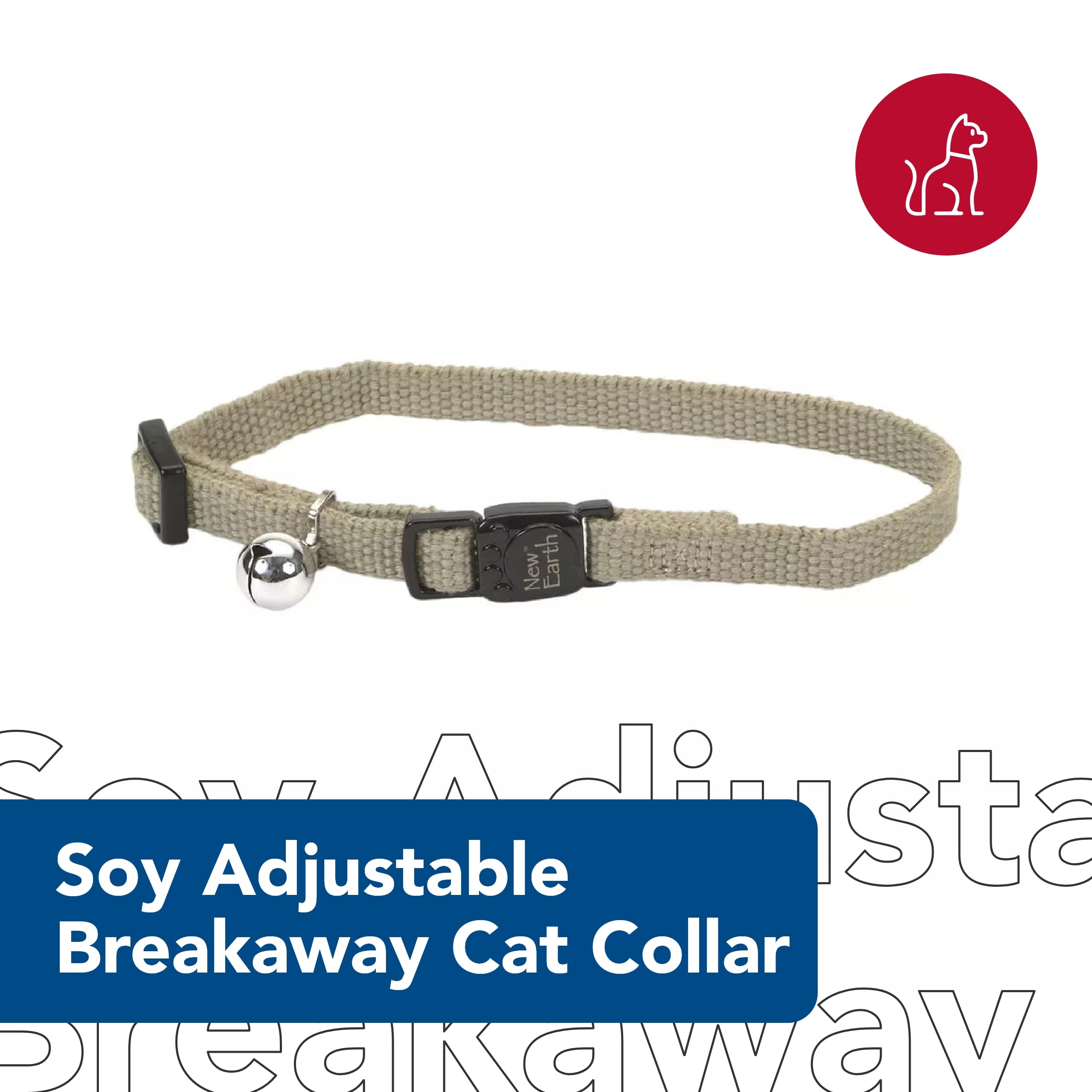 Coastal Pet New Earth Soy Adjustable Breakaway Cat Collar - Eco-Friendly, Odor-Resistant And Adjustable Cat Collar - Olive - 3/8' X 8'-12'