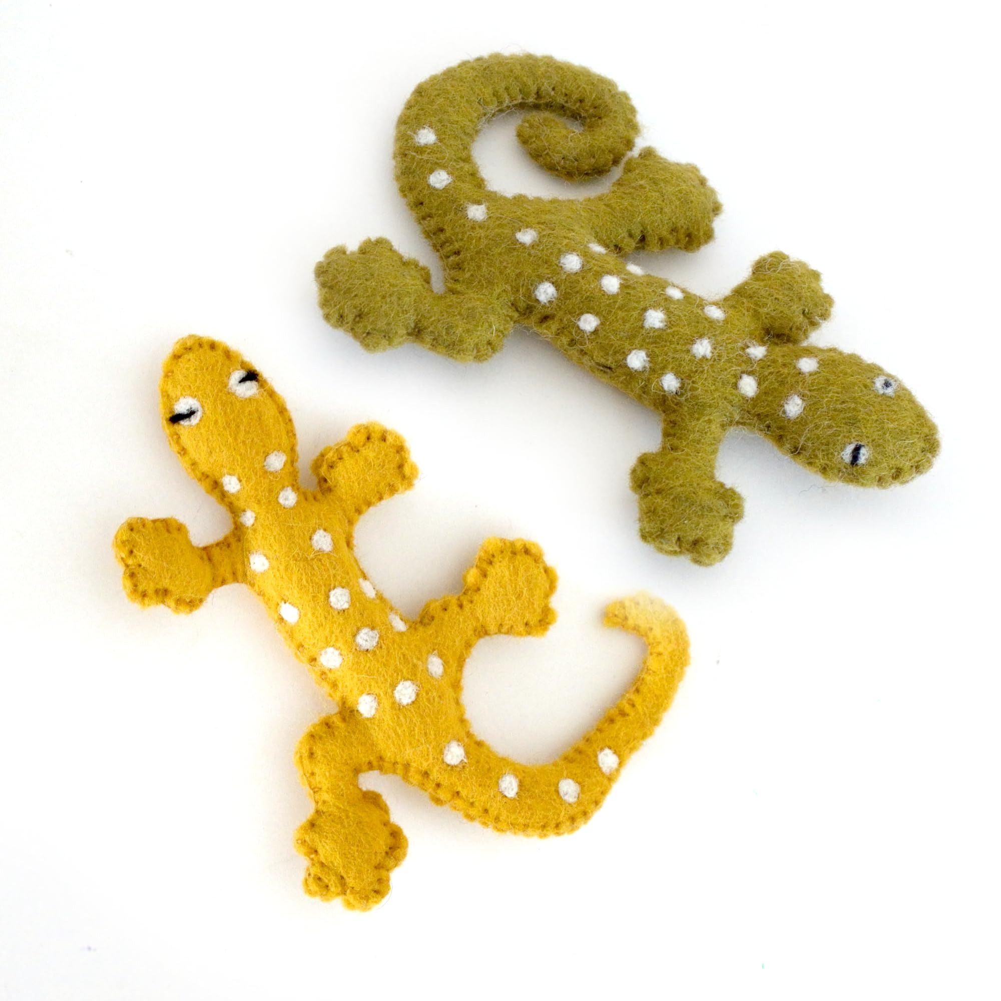 Glaciart One Felt Lizard Cat Toy - 2 Pcs | Soft Fuzzy Enrichment 100% Natural Wool - Interactive Catnip Play Cat Toy Set - Safe 