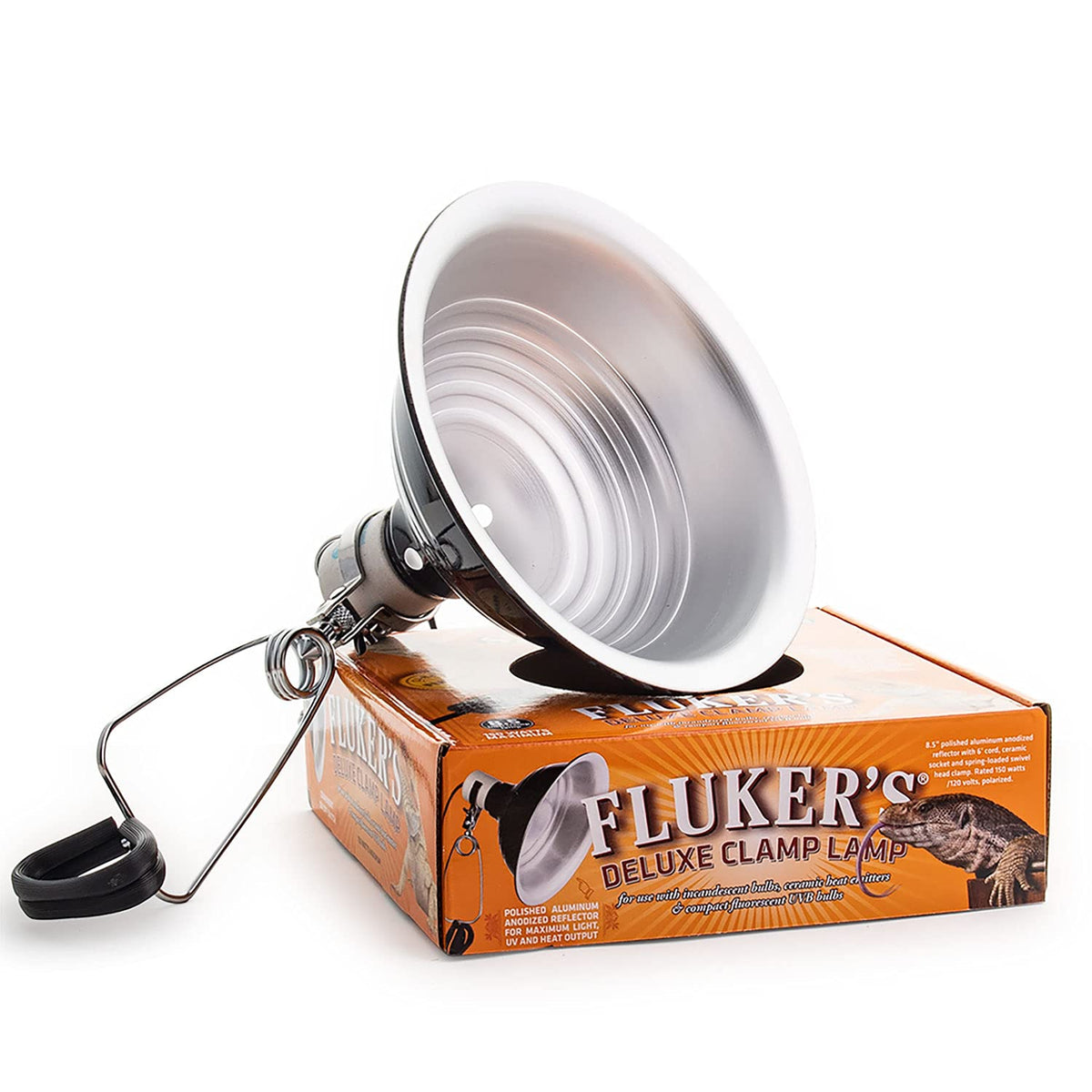 Fluker'S Repta-Clamp Lamp, Heavy Duty Clamp Light For Reptile Tanks And Terrariums, Ul/Cul Approved, Great For Reptile Basking, 150-Watt Maximum With On/Off Switch, 8.5'