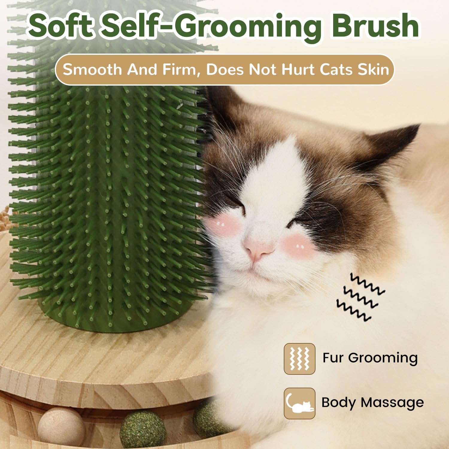 Otob 36' Tall Cat Cactus Scratching Post, Natural Sisal Rope Cat Scratcher Post, Vertical 6-In-1 Interactive Turntable Cat Scra