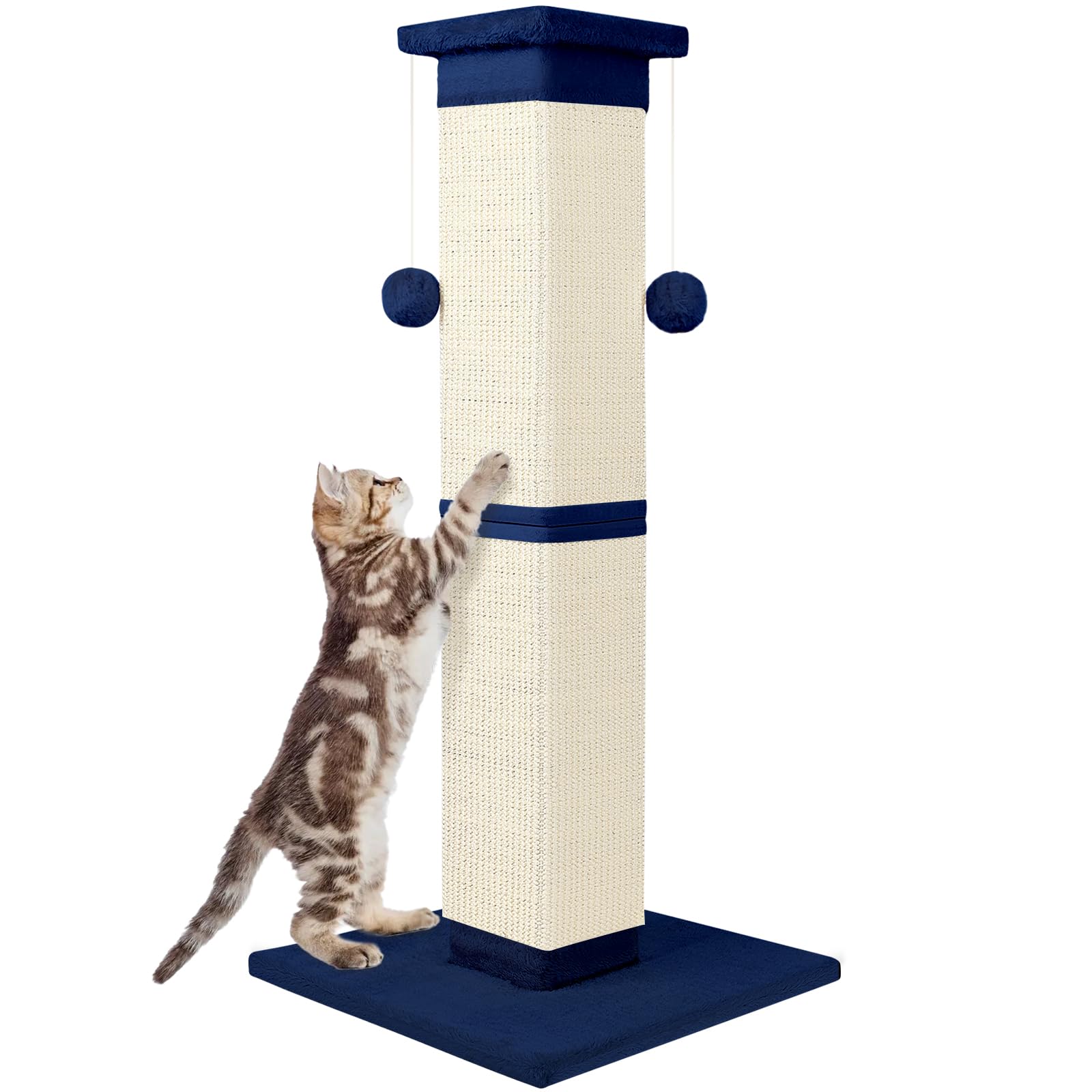 Cat Scratching Post 33 Inch Nature Sisal Cat Scratch Post For Indoor Cats, Large Cat Scratcher Protect Your Furniture, Black