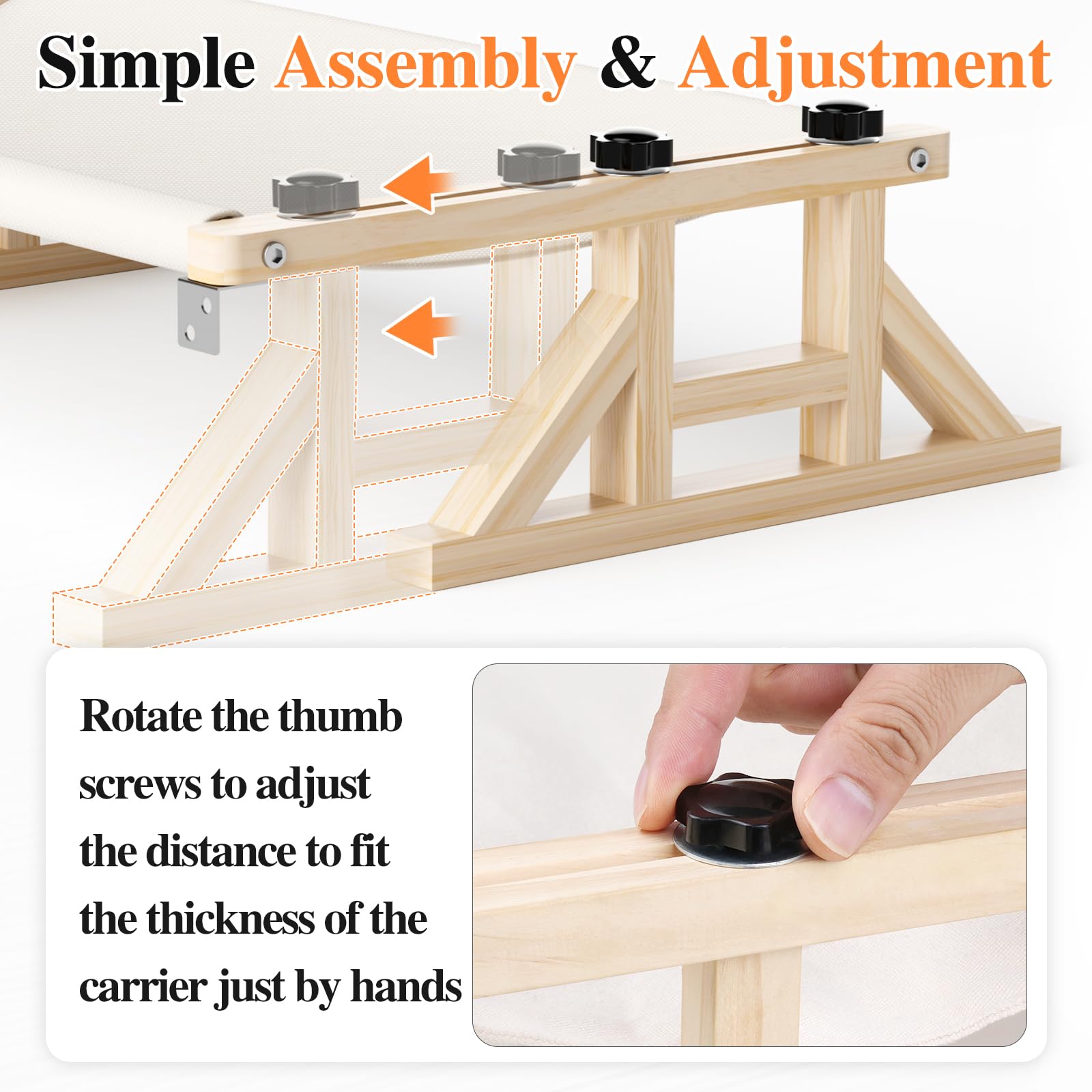 Tresbro 2-In-1 Cat Window Perch & Elevated Cat Hammock, 15.7'' W*10.2'' H*18.9'' L Wooden Frame Pet Bed For Indoor Cats, Easy Se