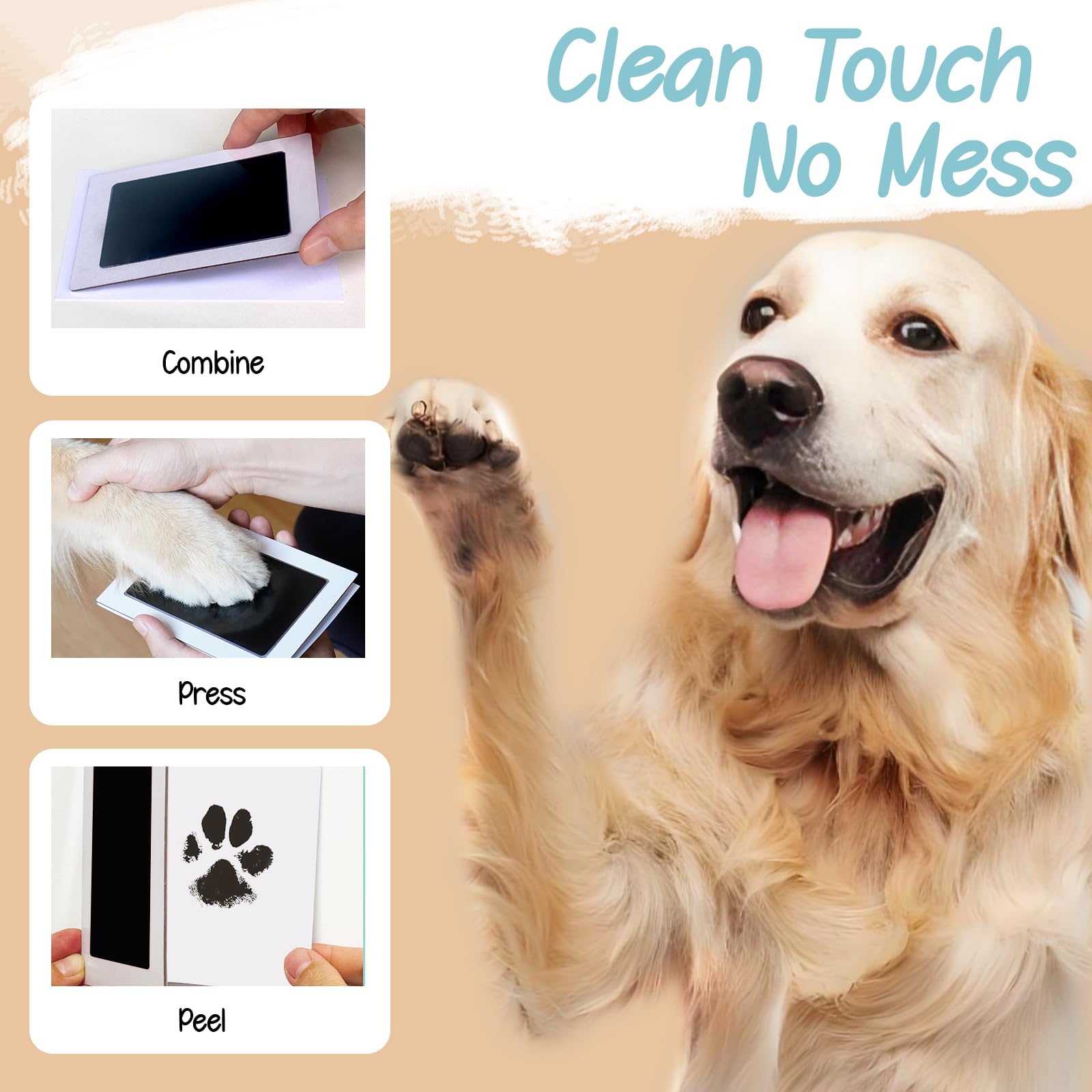 Tubuui Paw Print Kit For Dogs Cats,Inkless Dog Paw Print Kit, Dog Nose Print Kit,Clean Touch Baby Hand And Footprint Kit,No Mess