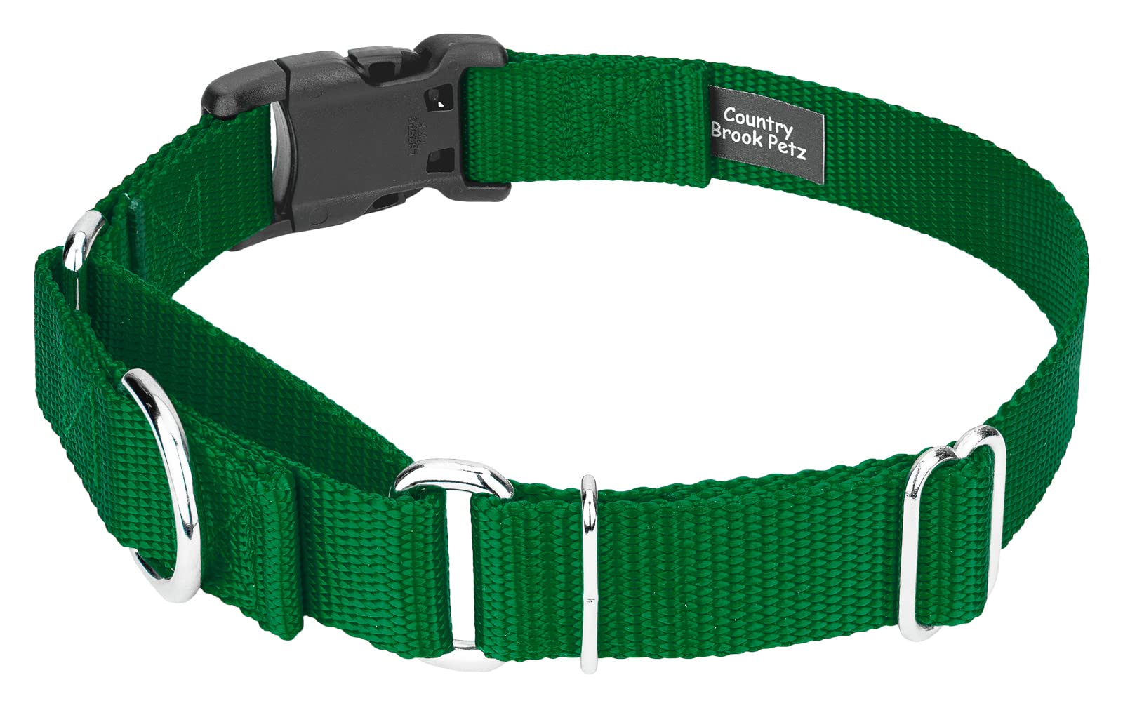 Country Brook Petz - Made In The Usa - Durable Nylon Martingale With Deluxe Buckle - 30+ Vibrant Color Options (Christmas Green,