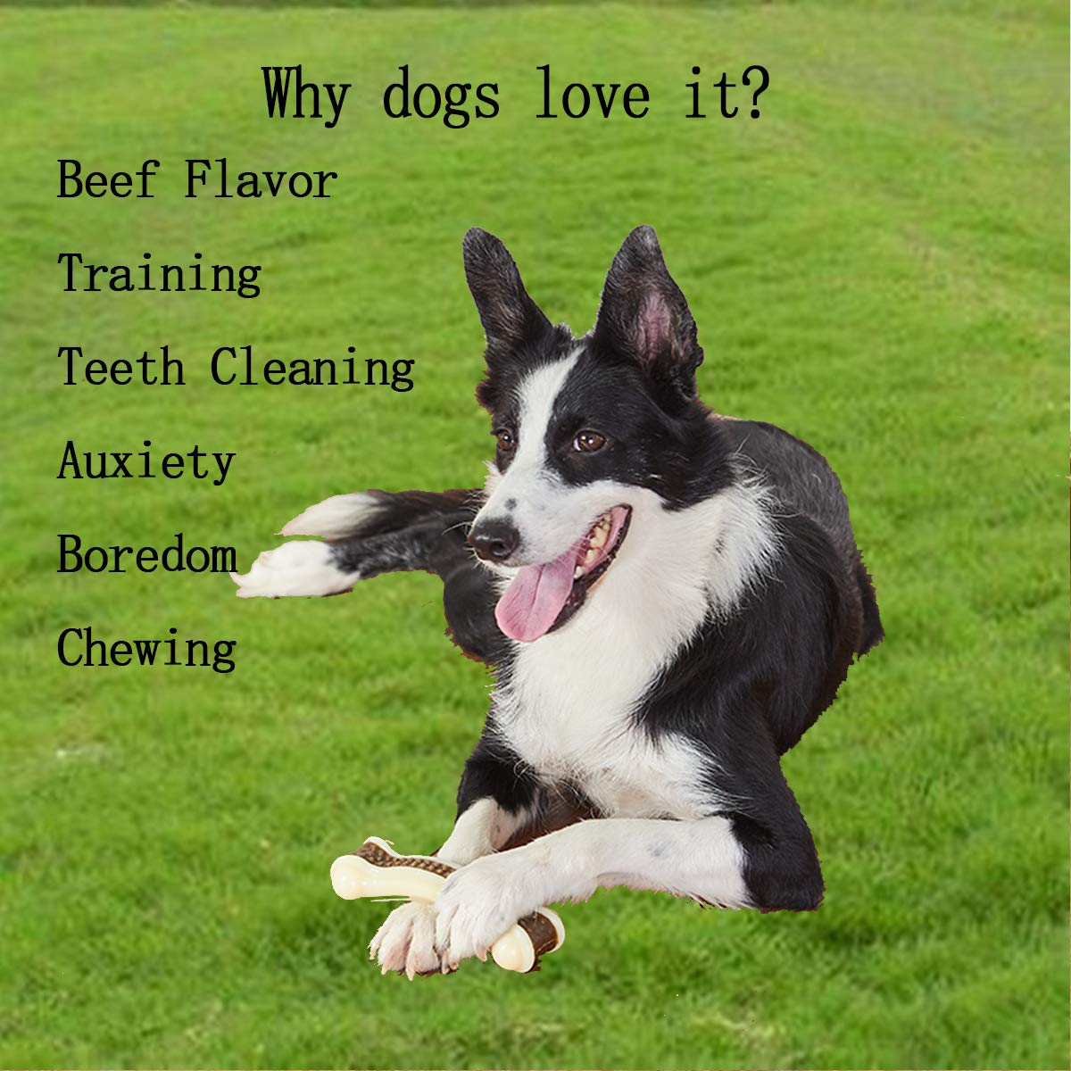 Betteprod Dog Chew Toys For Aggressive Chewers Large Breed,2 Pack Beef Flavor Indestructible Dog Teething Chew Toys Bones For La
