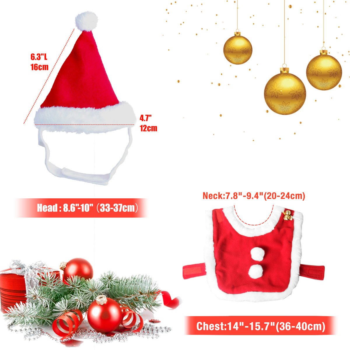 Enjoying Cat Christmas Outfit Santa Hat with Clothes for Cats Small Dogs Kitten Christmas Costume Warm Xmas Cloak Coat Santa Cla