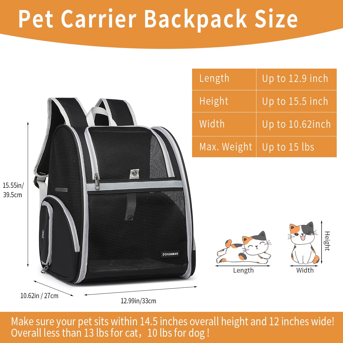Cat Backpack Carrier Pet Backpack Carrier For Small Dogs And Medium Cat Puppy Kitten Bunny Up To 15Lbs, Cat Carrying Backpack Co