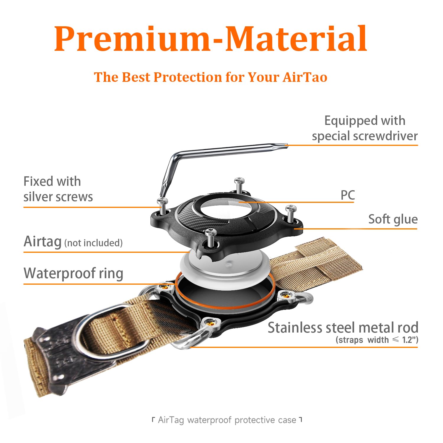 Tactical Dog Collar With Airtag Holder Waterproof Airtag Dog Collar With Control Handle And Metal Buckle Adjustable Heavy Duty D