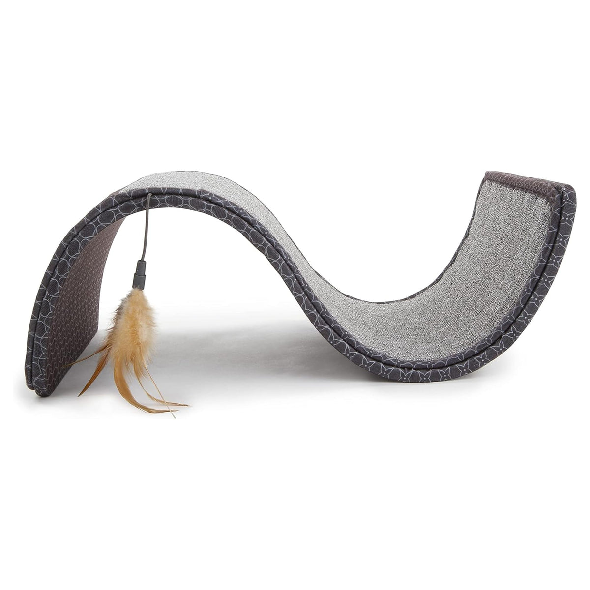Smartykat Scratch Scroll Sisal & Carpet Curled Cat Scratcher For Indoor Cats & Kittens, Features Feather Toy For Play, Looped Ca