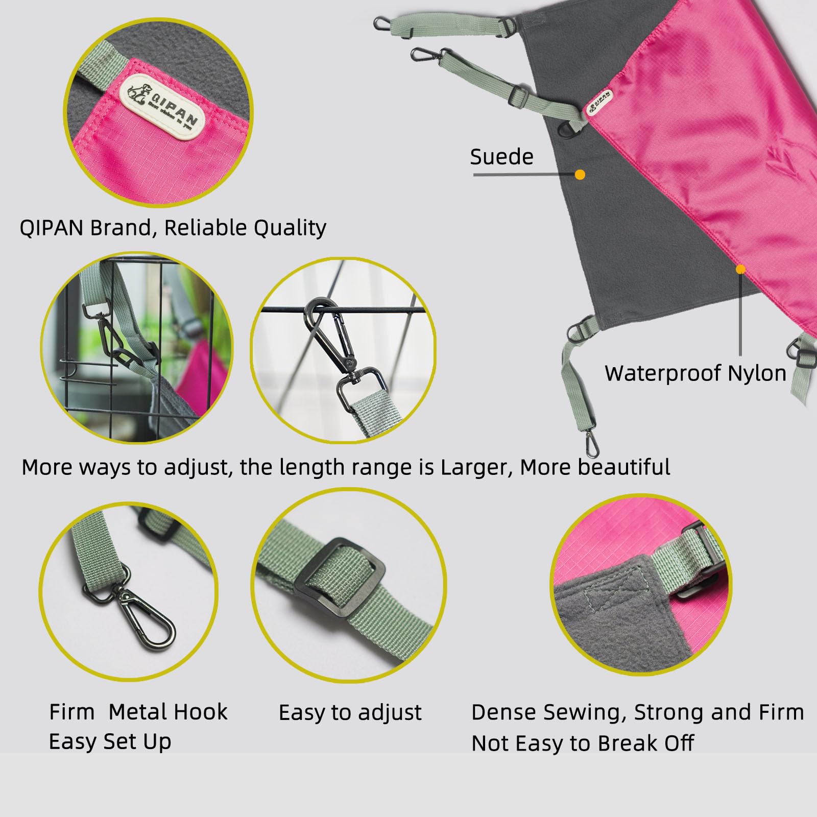 Qipan Extra Large Hanging Cat Hammock, Bed & Mat - Washable, Waterproof, Cooling Pad For Cats 26 X 20 Inches (Xx-Large, Red)