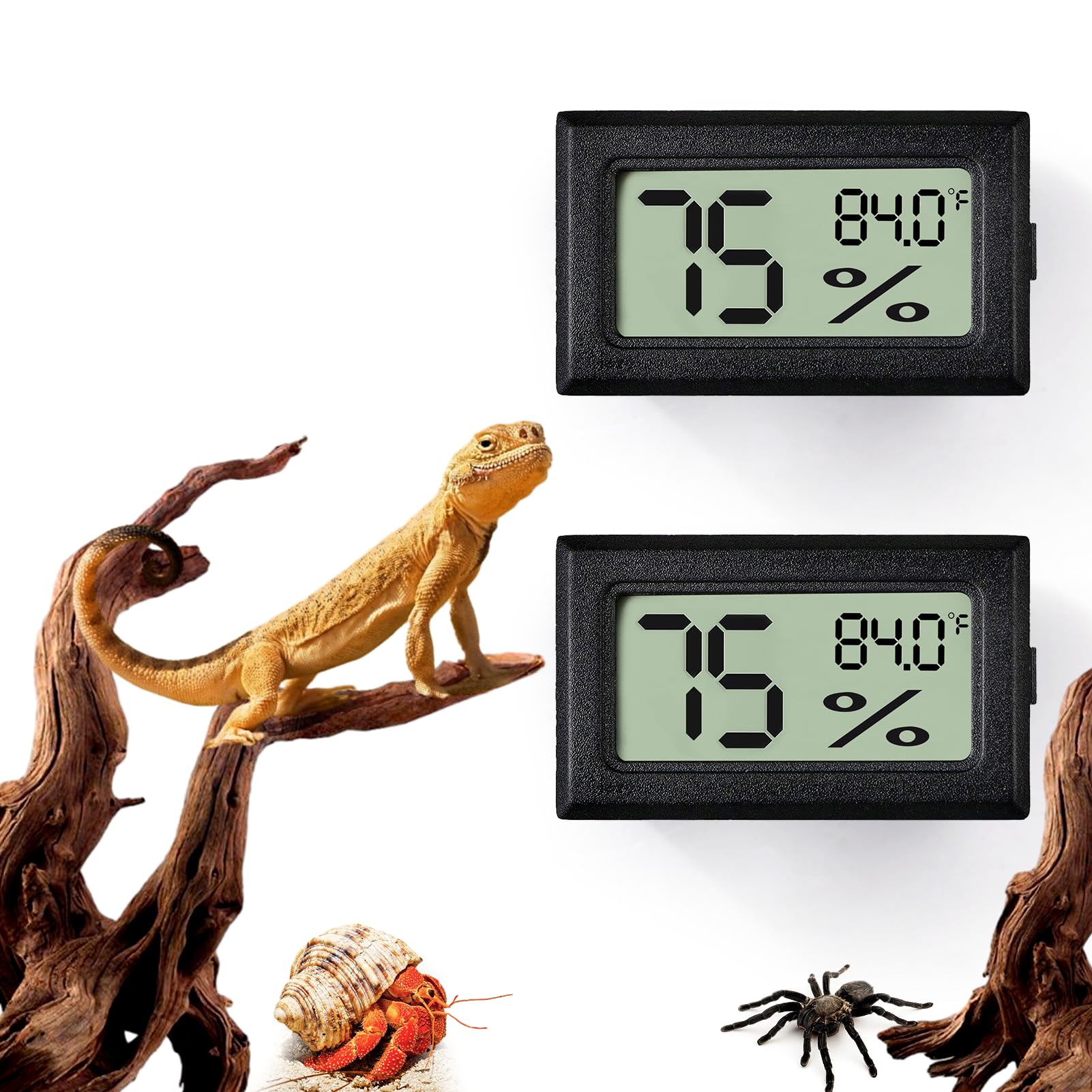4 Pcs Rectangle Reptile Thermometer And Humidity Gauge For Bearded Dragon Accessories, Reptile Tank Accessories For Jumping Spid