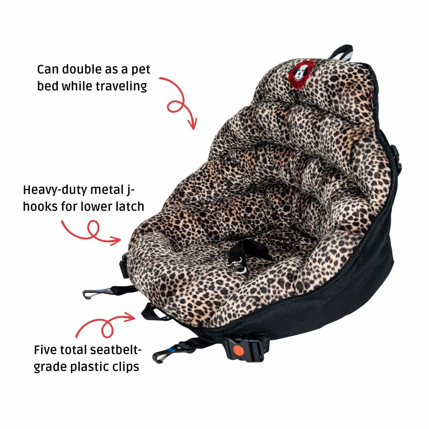 Pupsaver Dog Car Seats For Small And Medium Dogs | Travel Booster Pet Seat | Crash-Tested Dog Bed For Cars | Compatible With Seat Belt Harness | Ideal For Dogs Up To 30Lbs (Leopard With Black Trim)