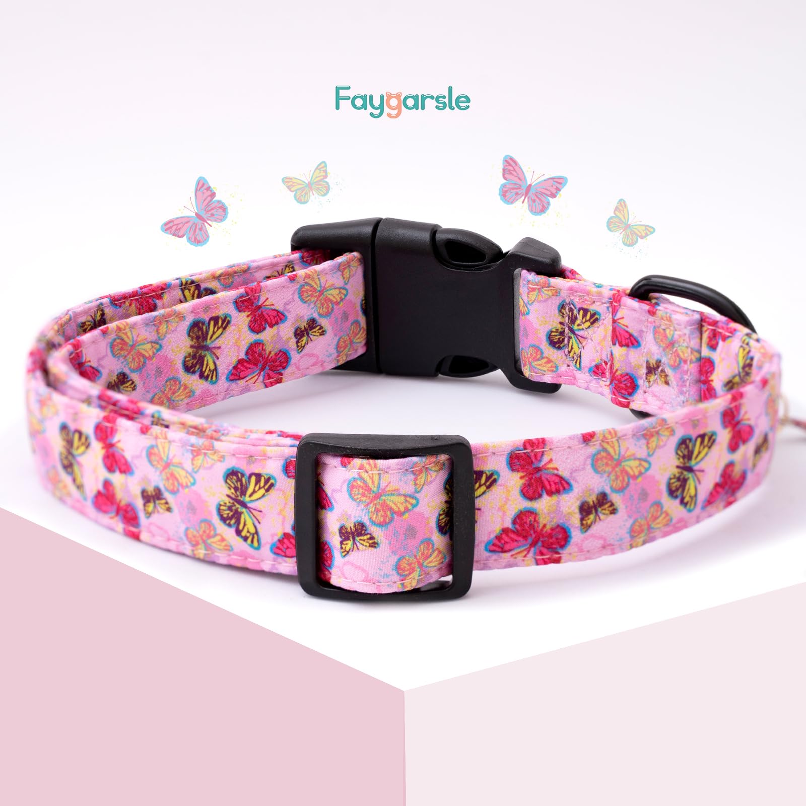Faygarsle Dog Collar For Small Medium Large Dogs Cute Pink Puppy Collars For Female Dogs Butterfly Patterned Pet Collars For Sum