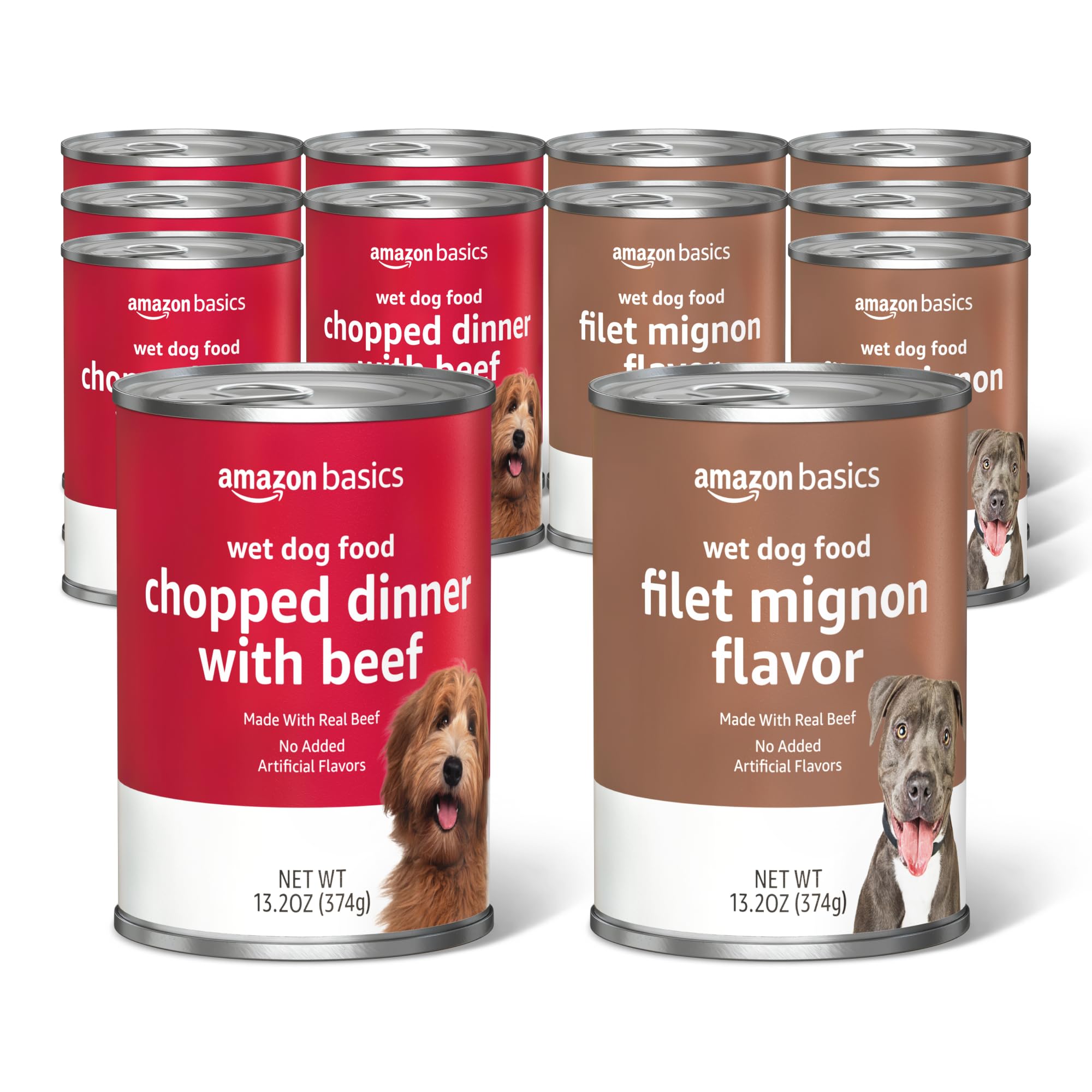 Amazon Basics Chopped Ground Dinner Wet Dog Food Variety Pack, Filet Mignon Flavor and with Beef, Made with Natural Ingredients,