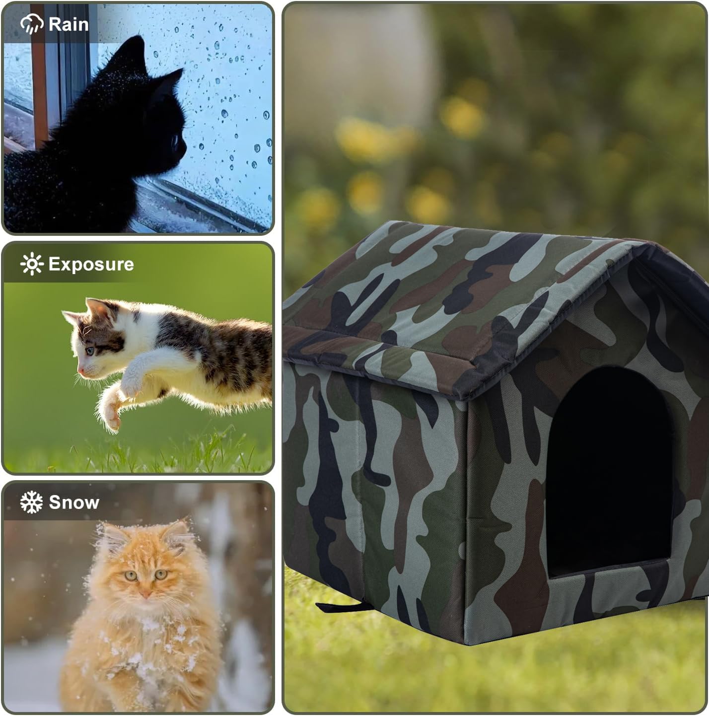 Cat Houses For Outdoor Cats Outdoor Houses For Feral Cats House With Weatherproof Canvas Roof Stray Shelter (Large Cat Houses, G