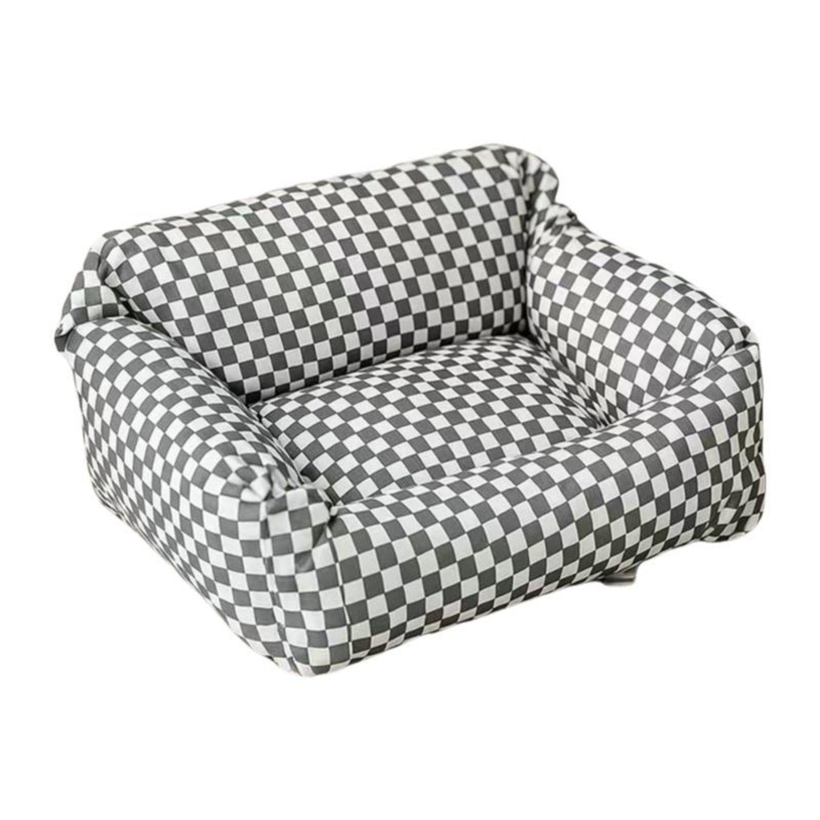 MERISHOPP Dog Bed Cover, cleanable Cotton Fitted Protector, Sturdy, StainResistant, pet Bed Gray Plaid 70 * 60cm
