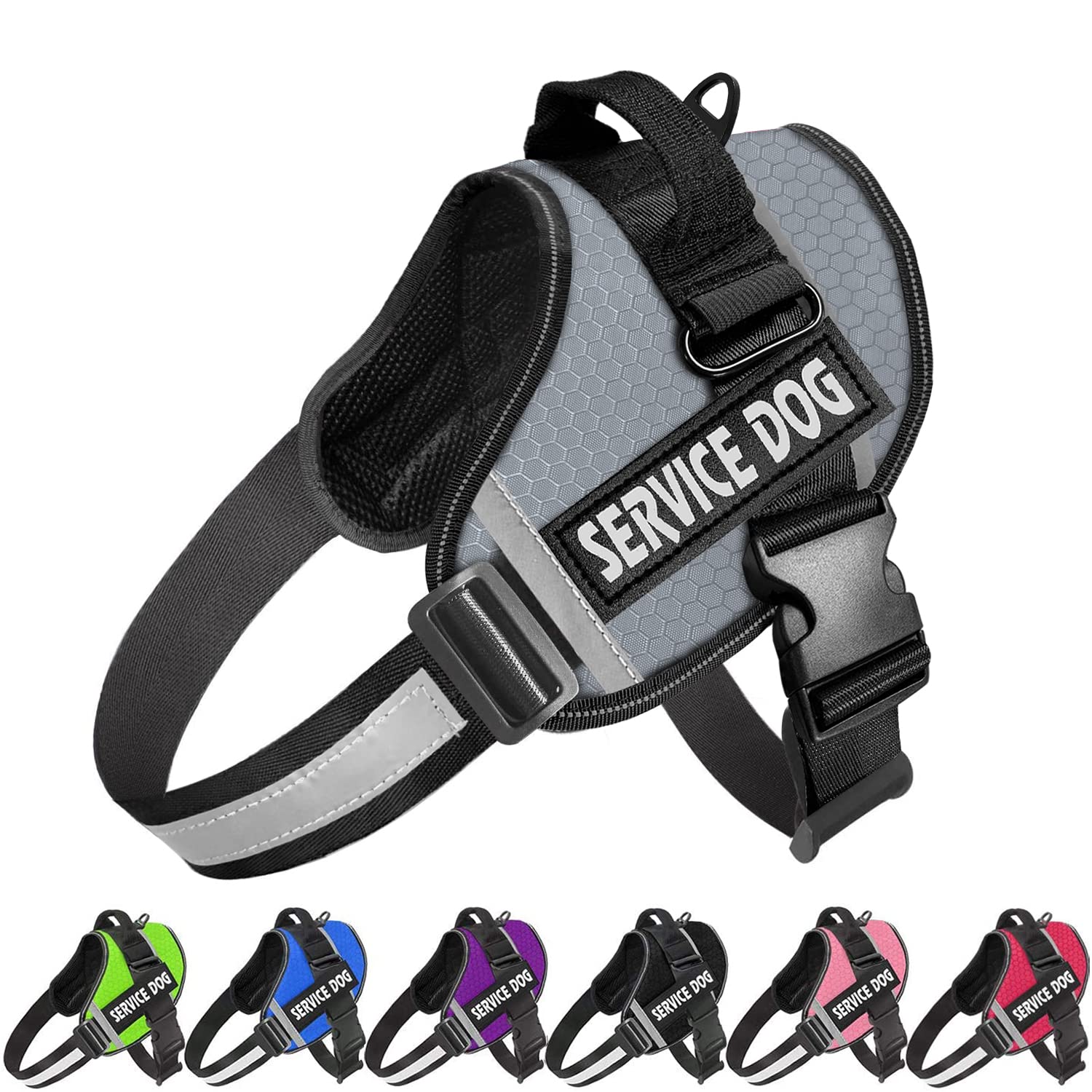 Jsxd Dog Harness,No-Pull Service Dog Harness With Handle Adjustable Outdoor Pet Dog Vest 5M Reflective Nylon Material Vest For B
