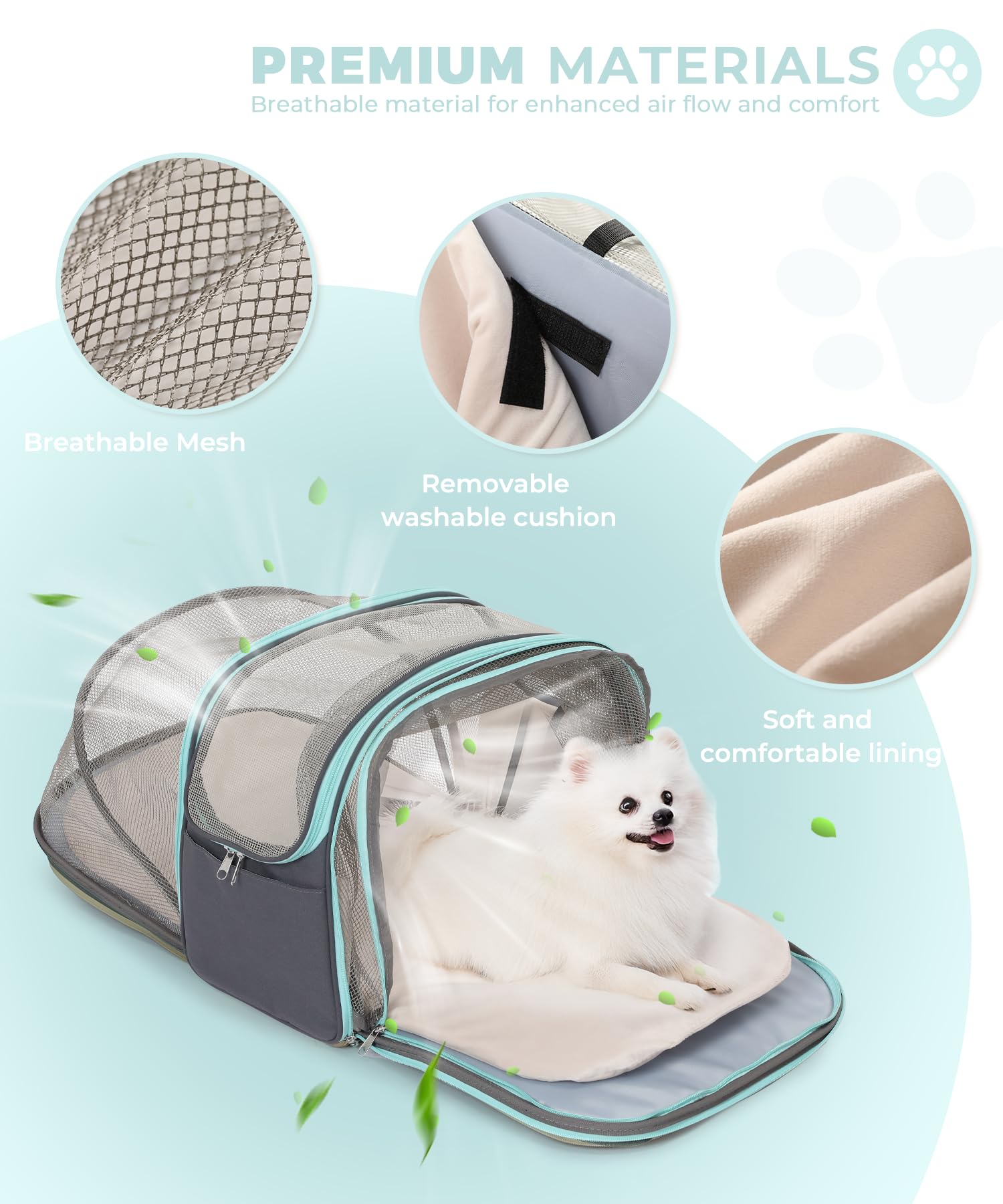 Expandable Pet Carrier Backpack, Cat Carrier Backpacks with Breathable Mesh for Cats Small Dogs Puppies Up to 25 Lbs Airline App