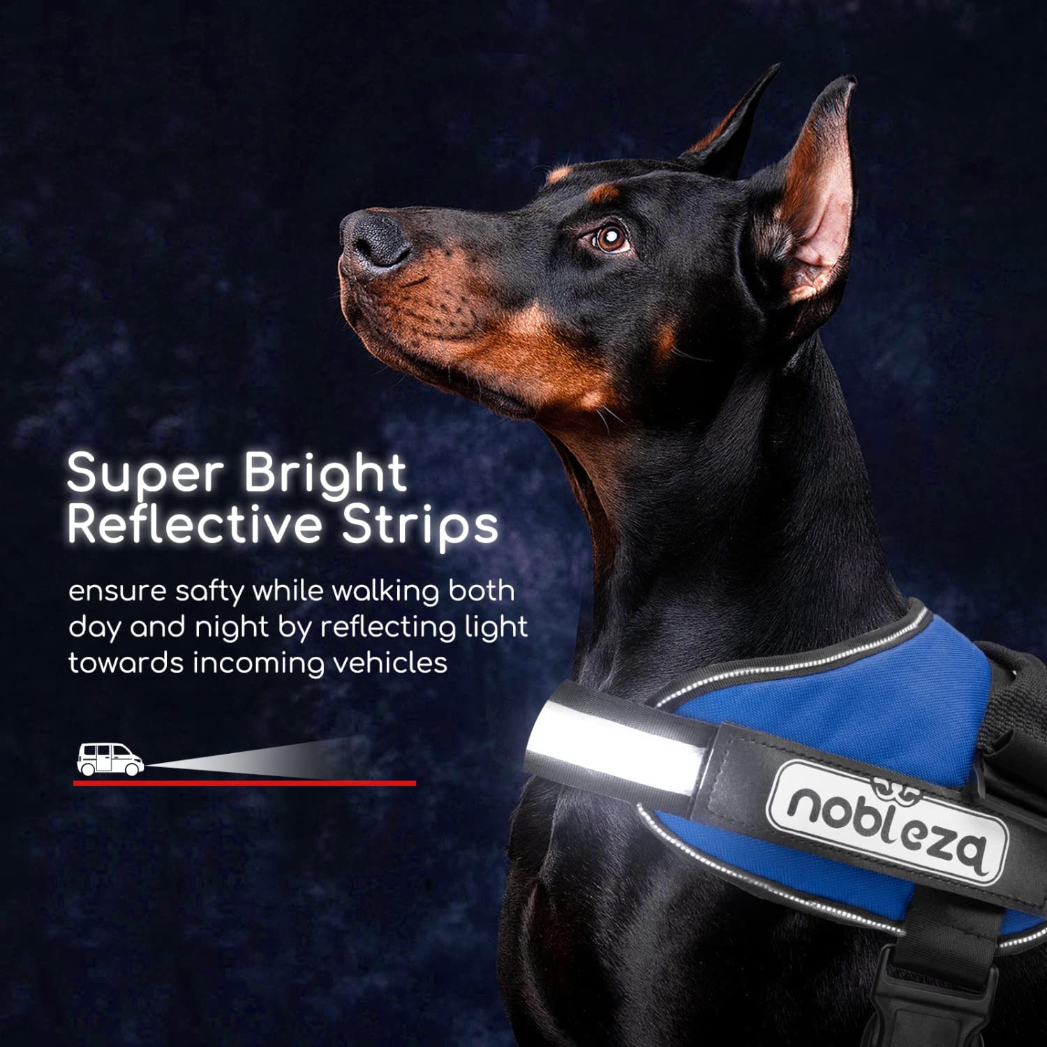 Dog Vest Harness, Nobleza Reflective No Pull Dog Harness with Handle and Soft Padding, Adjustable Easy On Grip Harness for Dogs