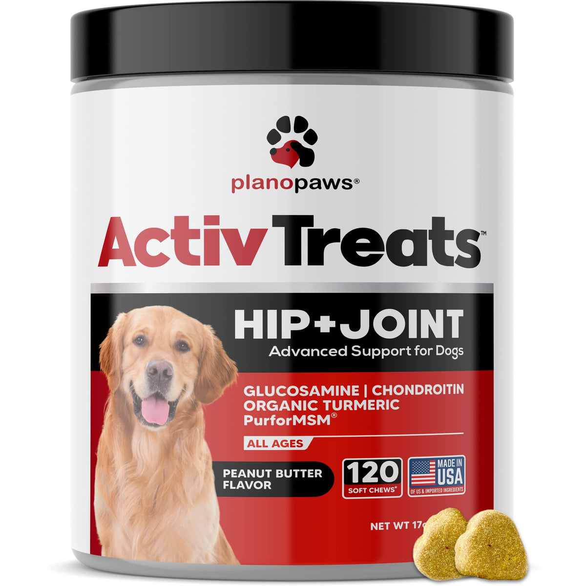 Glucosamine For Dogs Hip And Joint Supplement - Safe Joint Support For Dogs - Dog Joint Supplement With Glucosamine Chondroitin Msm Turmeric For Dogs - 120 Joint Care Chews For Dogs Activtreats