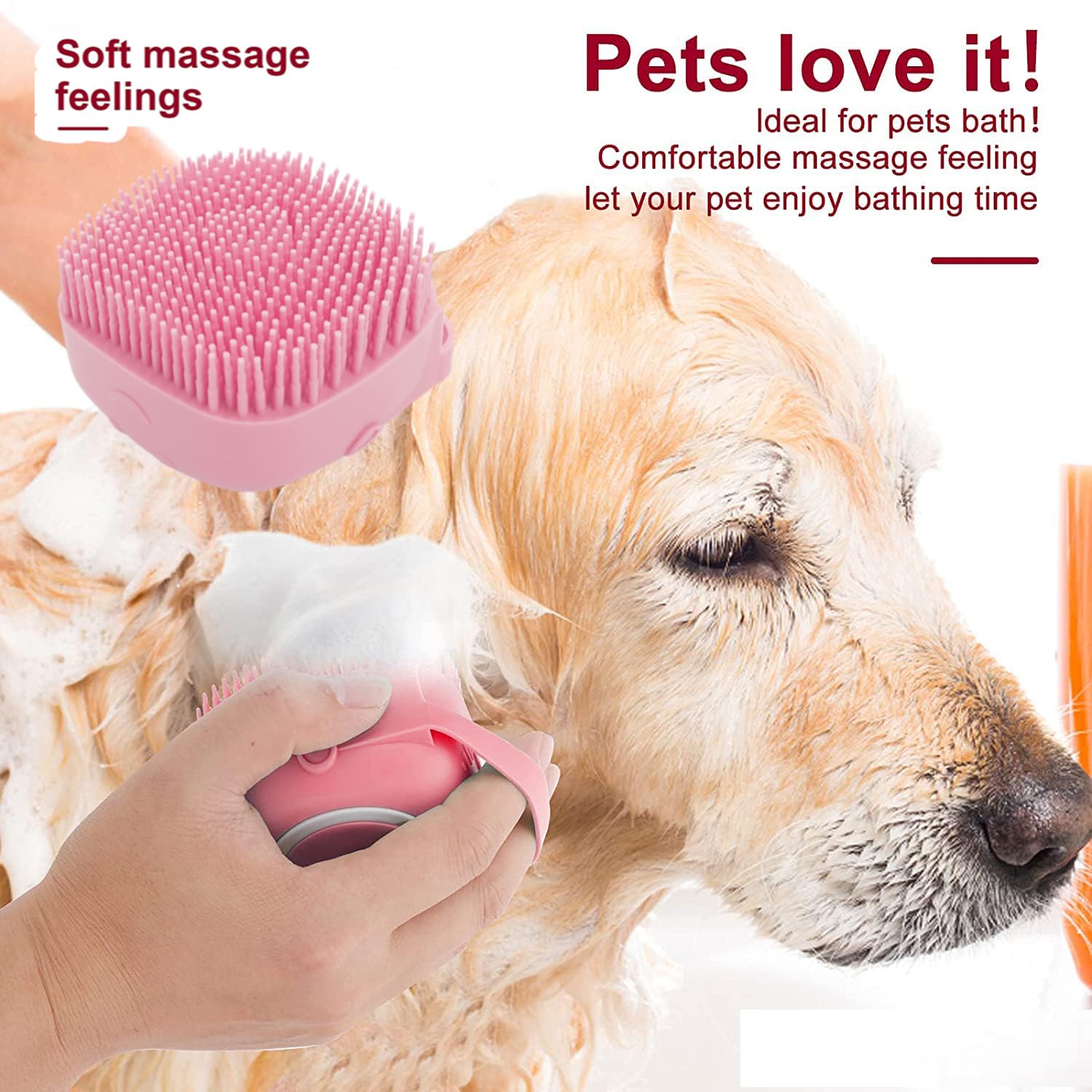 Qubccum 7 Pcs Cat Dog Brush Grooming Kits, Self-Cleaning Slicker Brush, Pet Nail Clipper And File, Flea Comb, Pet Shampoo Bath B