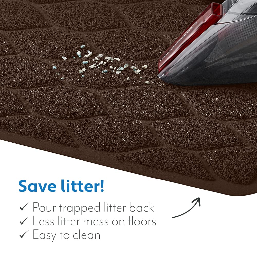 Mighty Monkey Waterproof Bpa Free Cat Litter Box Trapping Mat, Easy Clean Floors, Textured Baking, Soft On Sensitive Kitty Paws, Cats Accessories, Less Waste, Stays In Place, 35X23, Chocolate