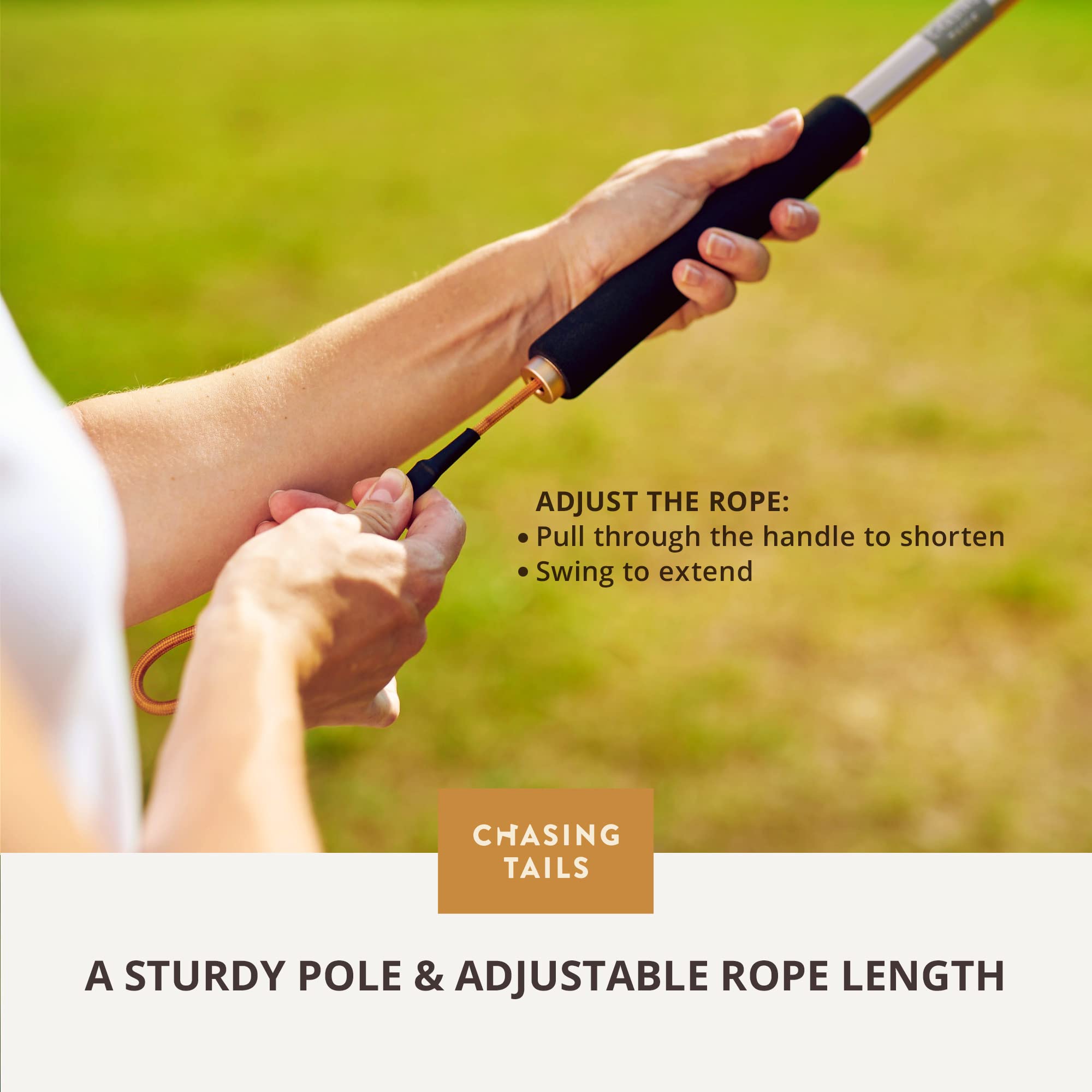 Chasing Tails Flirt Pole For Dogs Heavy Duty - 26 Inch With 30 Inch Rope And Two Toys For All Breeds - Spring Pole For Dogs, Dog Flirt Pole For Large Dogs, Dog Catcher Pole