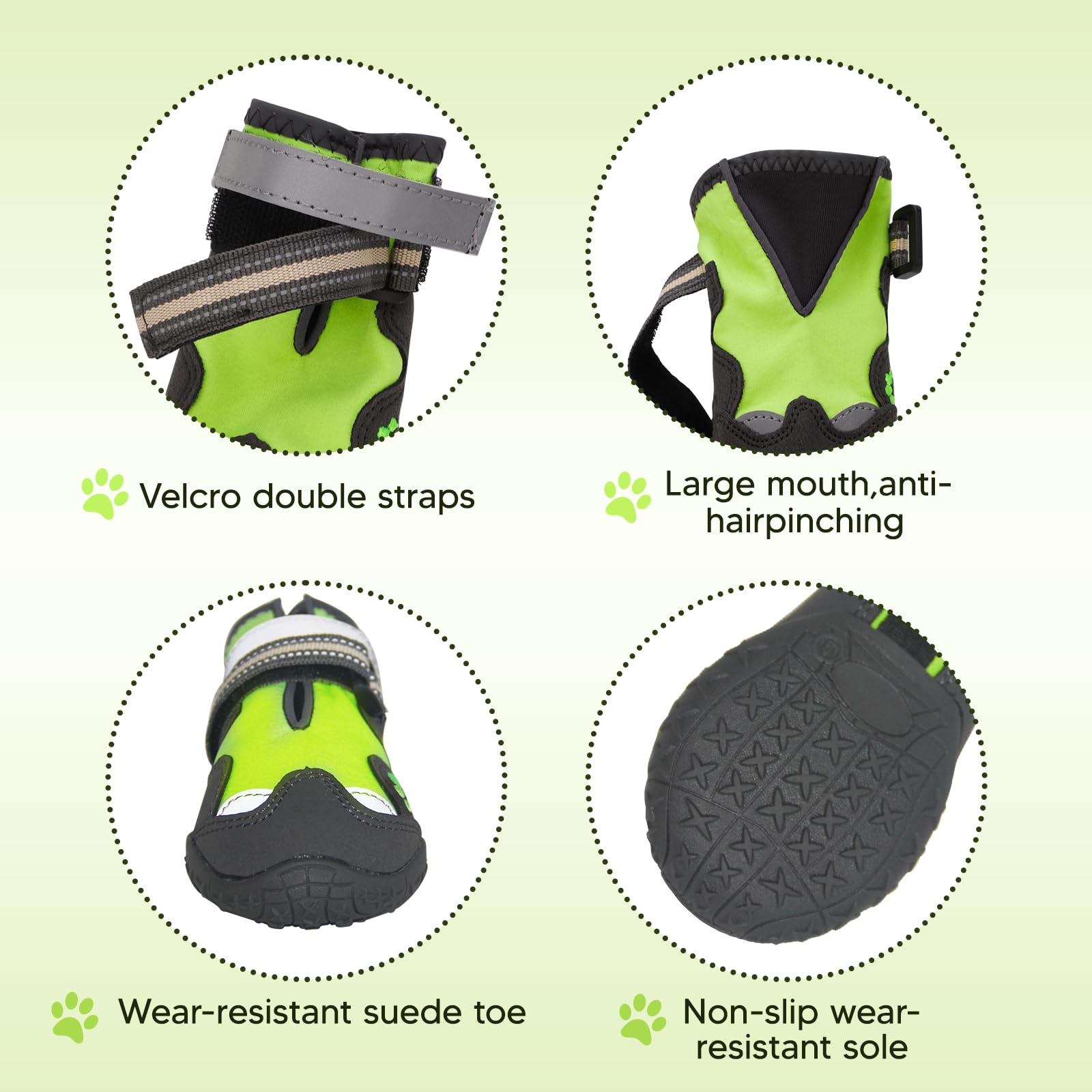 Dog Shoes, FISHOAKY Dog Shoes for Small Dogs, Anti Slip Dog Boots & Paw Protectors for Winter Snowy and Summer Hot Pavement, 4 P