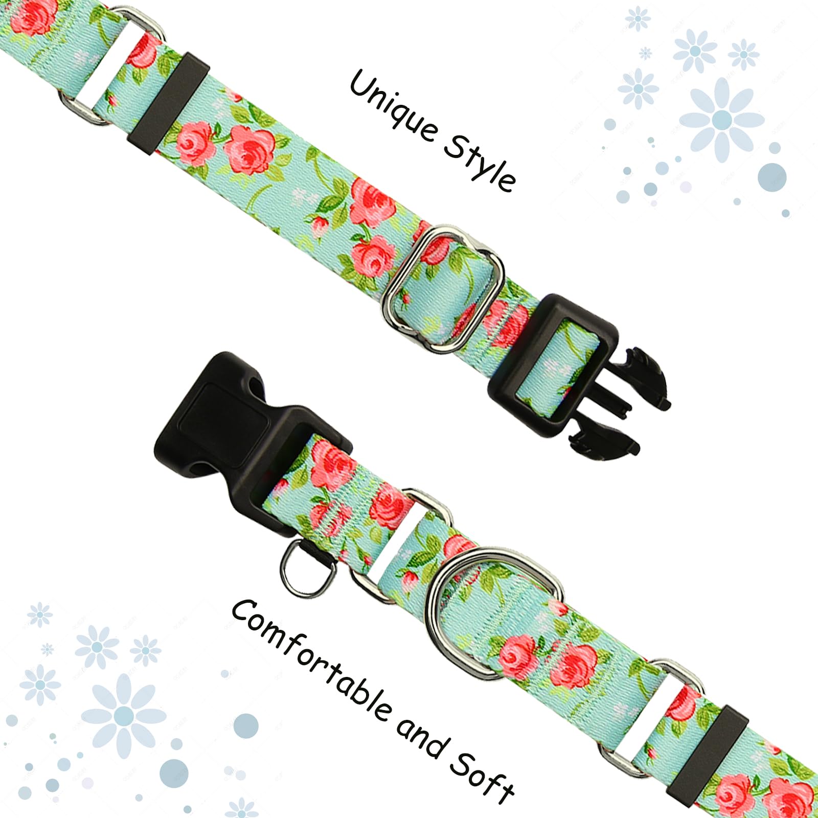 Fidohug Martingale Collar For Dogs With Buckle Pink Floral Dog Collar No Pull Cute Girl Female Dog Collars For Extra Large Dogs,