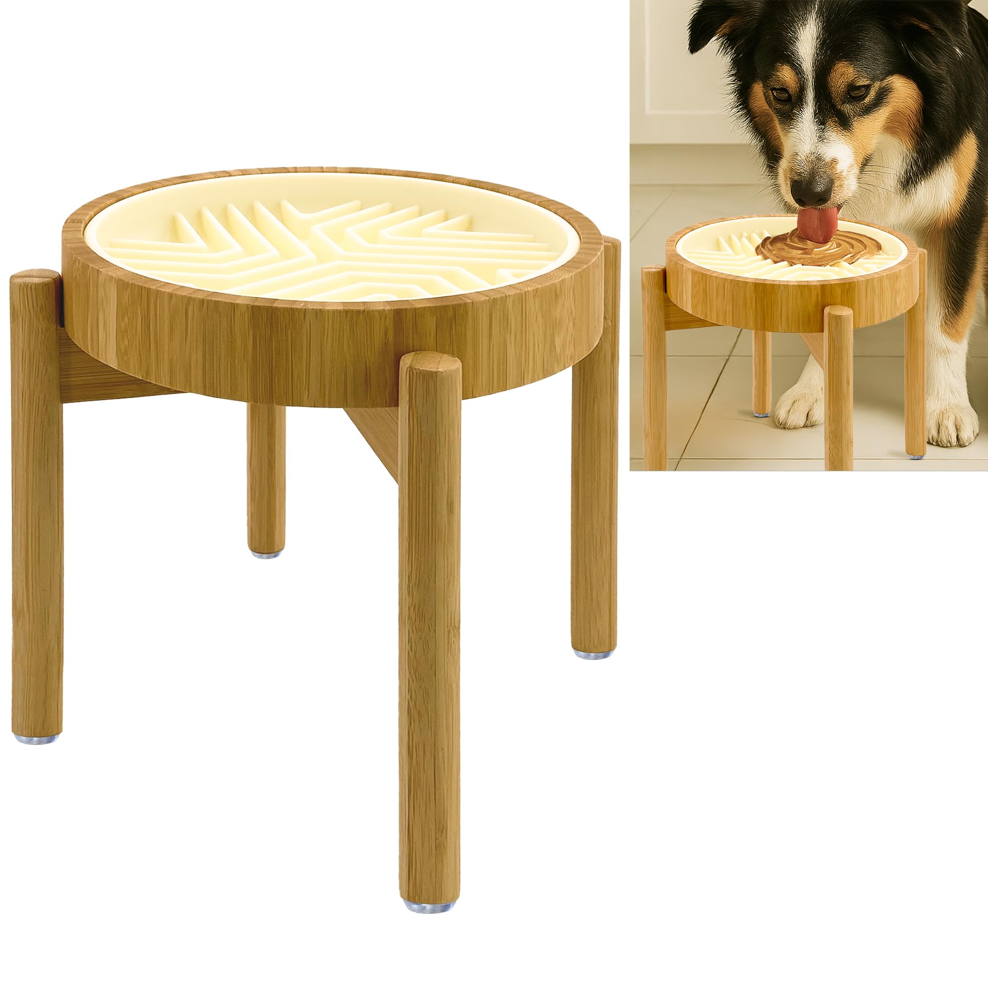 Raised Slow Feeder, Licking Mat/Pad - Suitable for Wet and Dry Dog Foods, Butter and Spreads - 10-inch High with Stand, 8.6-inch