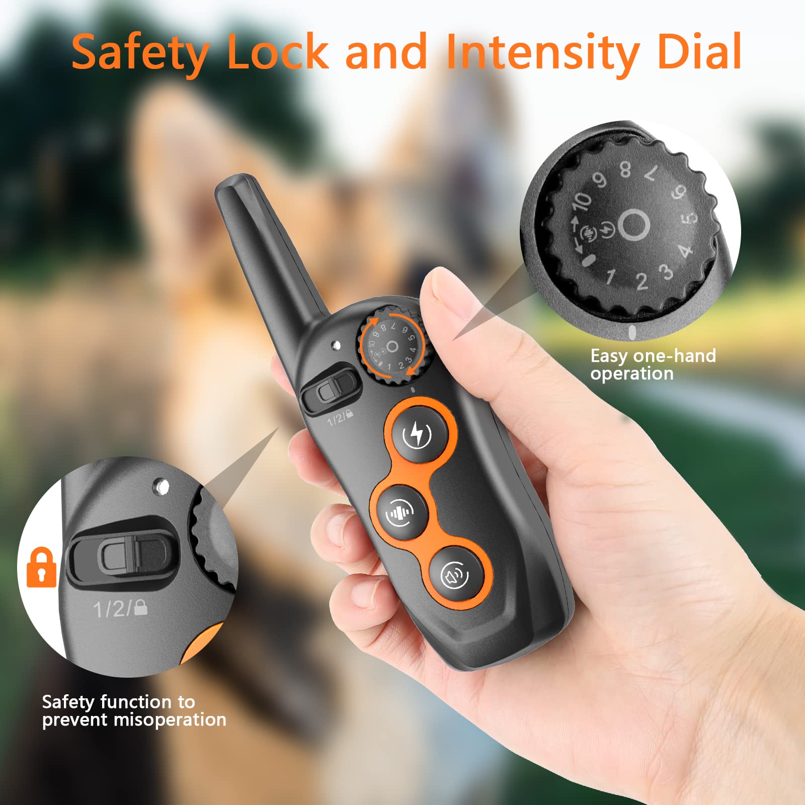 Dog Training Collar, IPX7 Waterproof Dog Training Collar with Remote Range 1300ft, 3 Training Modes, Beep, Static, Vibration, Re