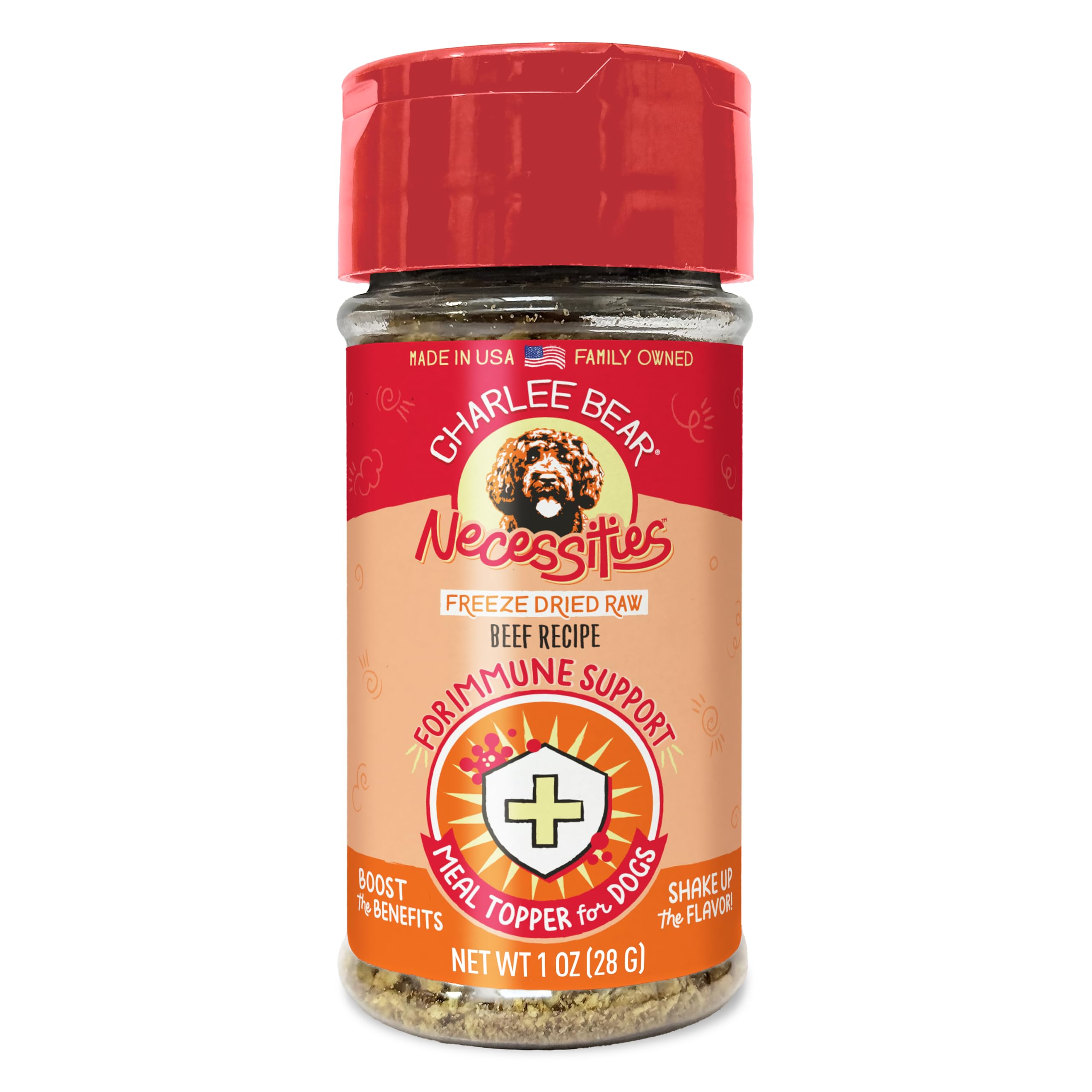 Charlee Bear Necessities Freeze Dried Dog Food Topper, Immune Health Support, Grain Free, High Protein, Limited Ingredient Meal 