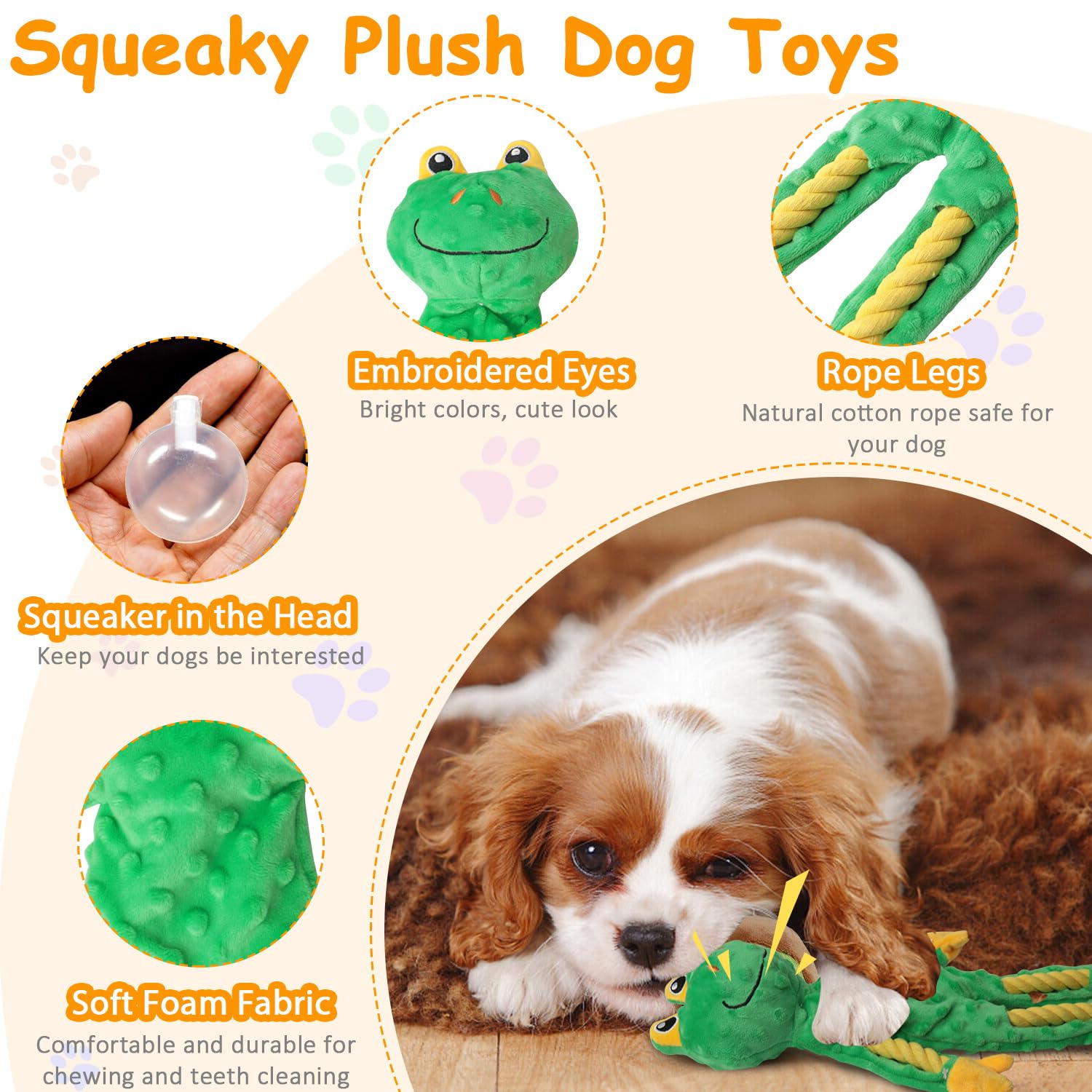 Hugeme Dog Toys To Keep Them Busy, Plush Tug Of War Interactive Rope Dog Toys, Squeaky Chew Toys For Small Medium Large Dogs